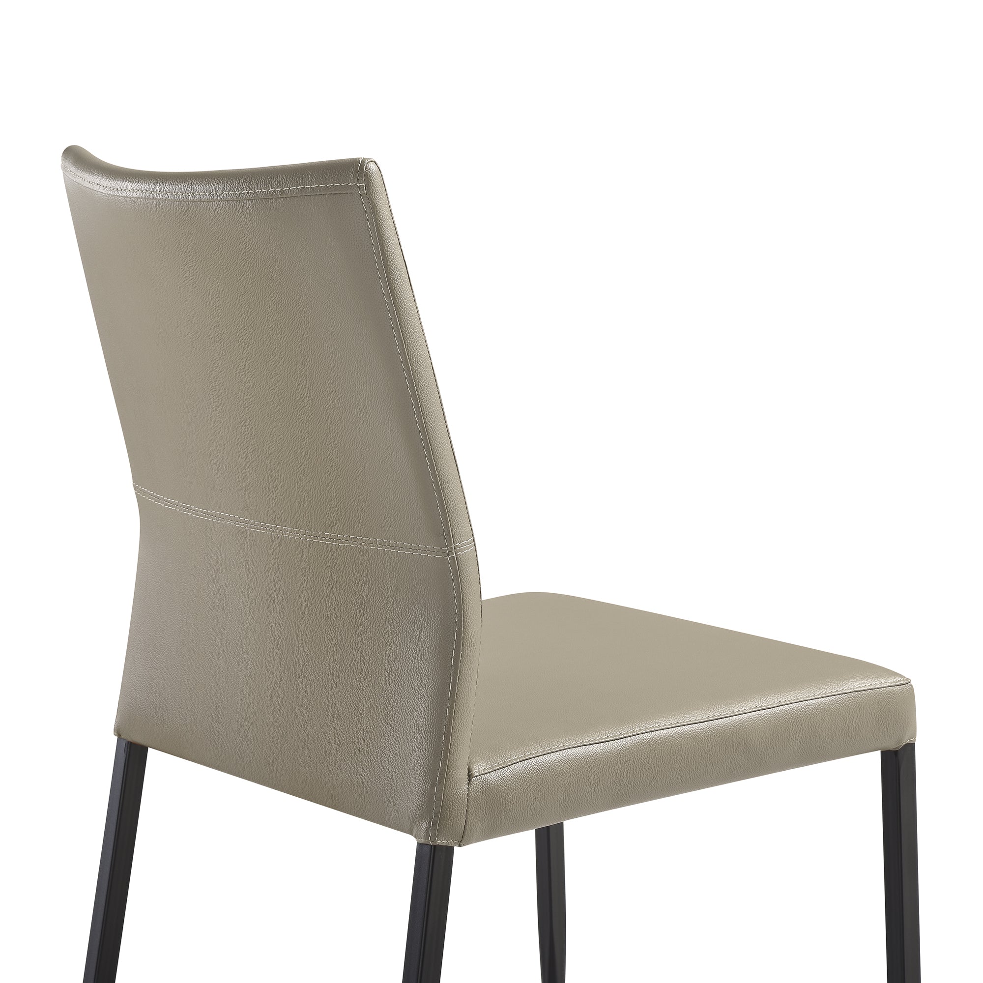 Kash Upholstered Dining Chair in Taupe Gray Faux Leather and Black Metal Legs - Set of 2 By Armen Living - Image 11