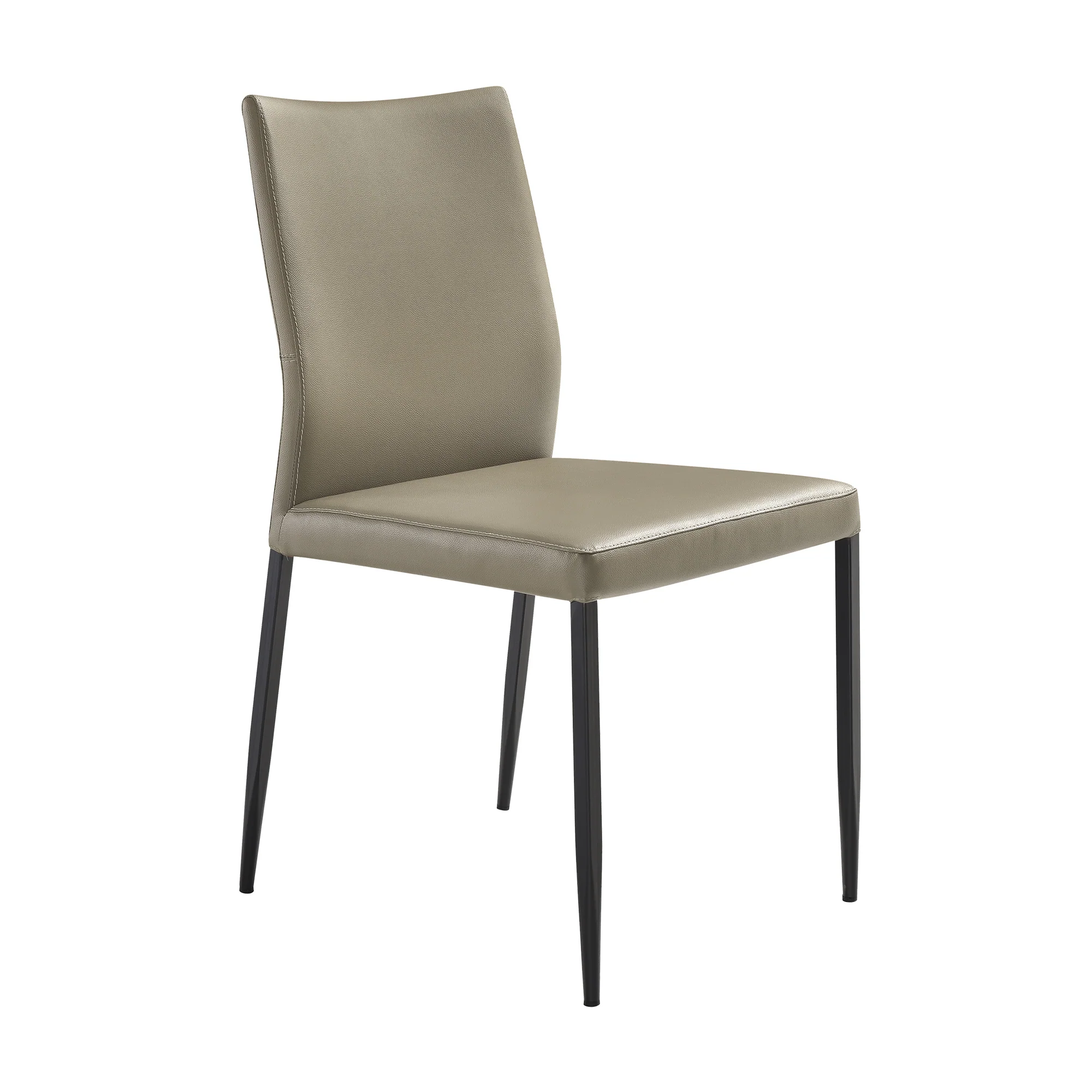 Kash Upholstered Dining Chair in Taupe Gray Faux Leather and Black Metal Legs - Set of 2 By Armen Living - Image 4