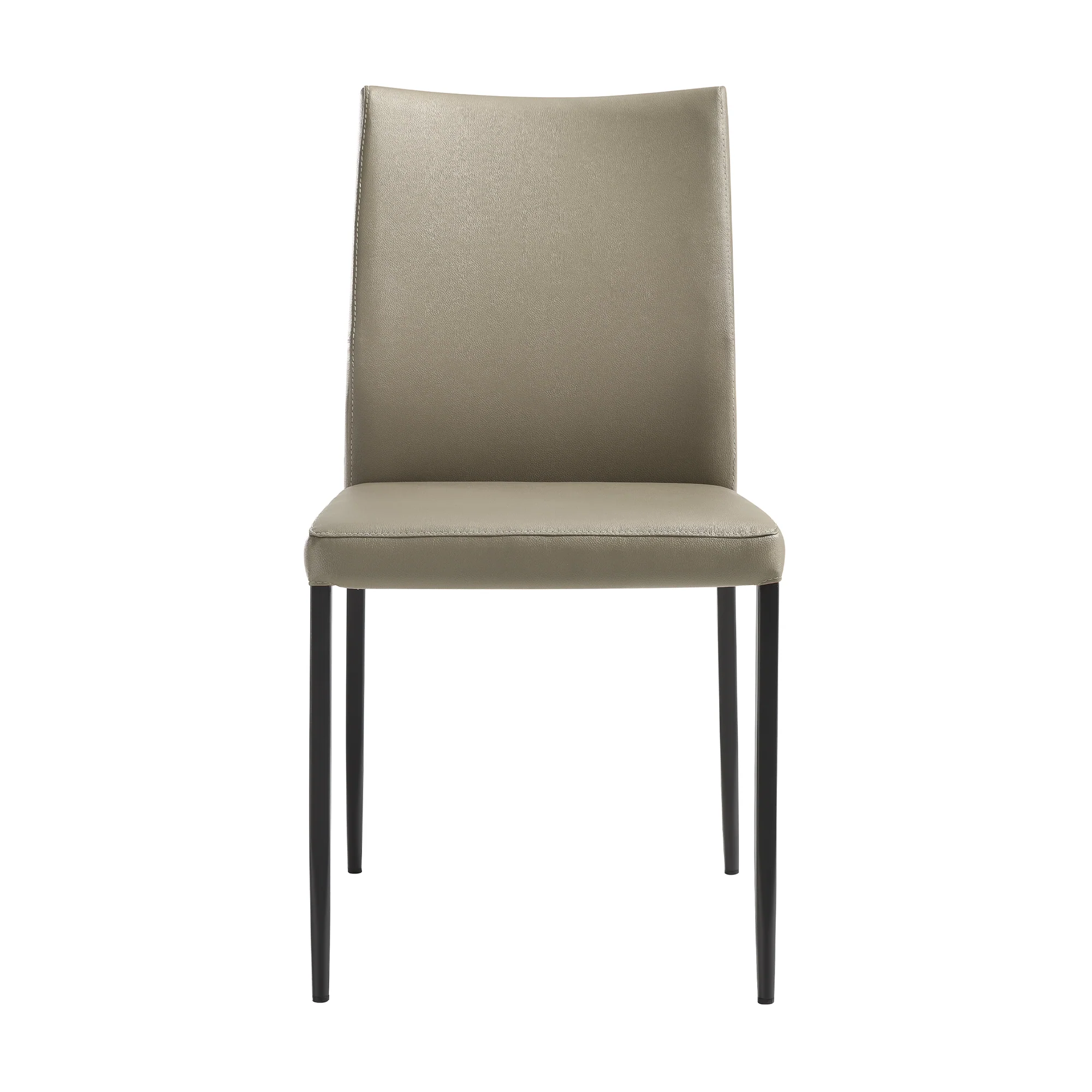 Kash Upholstered Dining Chair in Taupe Gray Faux Leather and Black Metal Legs - Set of 2 By Armen Living - Image 5