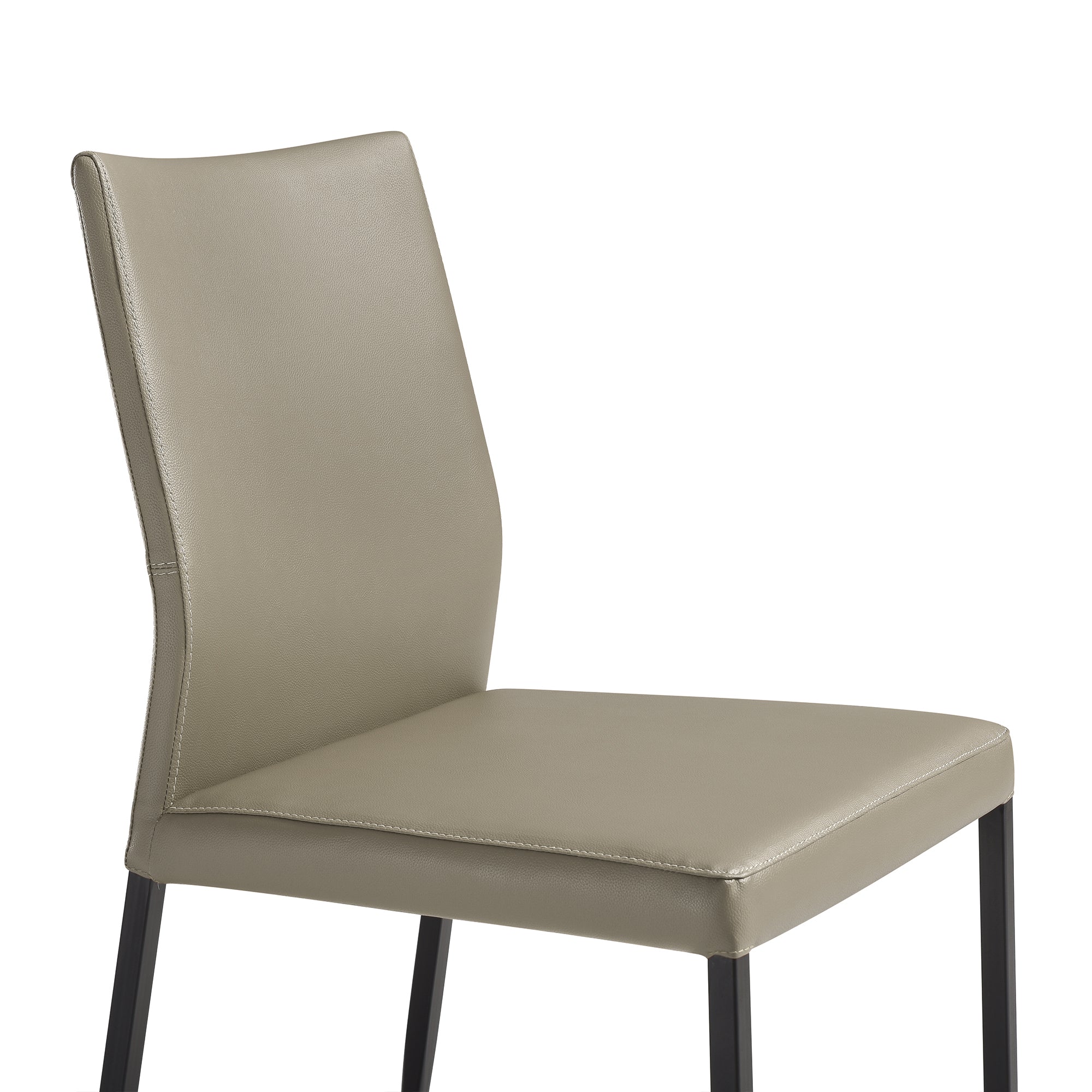 Kash Upholstered Dining Chair in Taupe Gray Faux Leather and Black Metal Legs - Set of 2 By Armen Living - Image 7