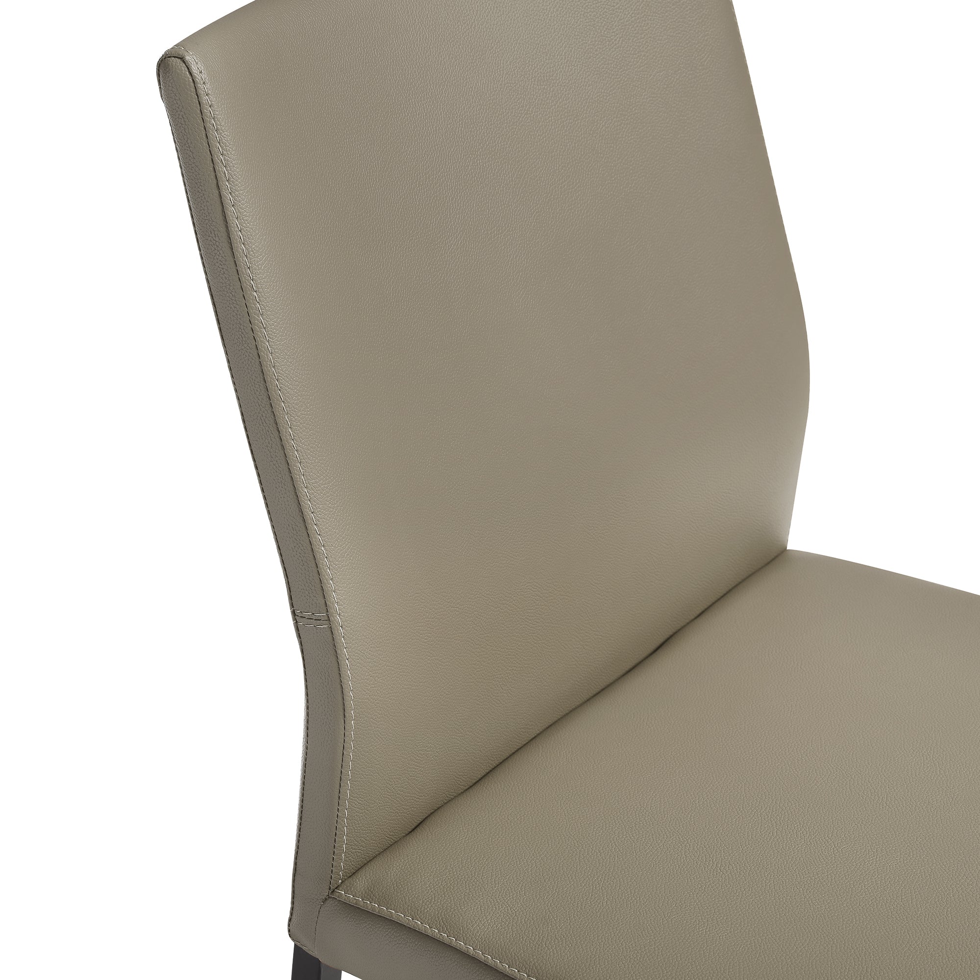 Kash Upholstered Dining Chair in Taupe Gray Faux Leather and Black Metal Legs - Set of 2 By Armen Living - Image 8