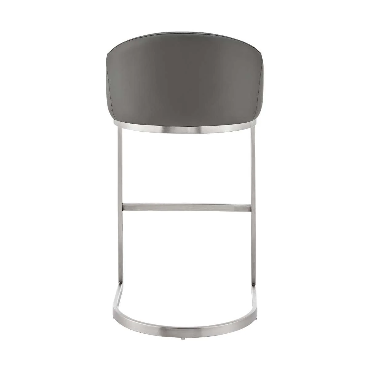 Katherine 26" Counter Stool in Brushed Stainless Steel with White Faux Leather By Armen Living - Image 12