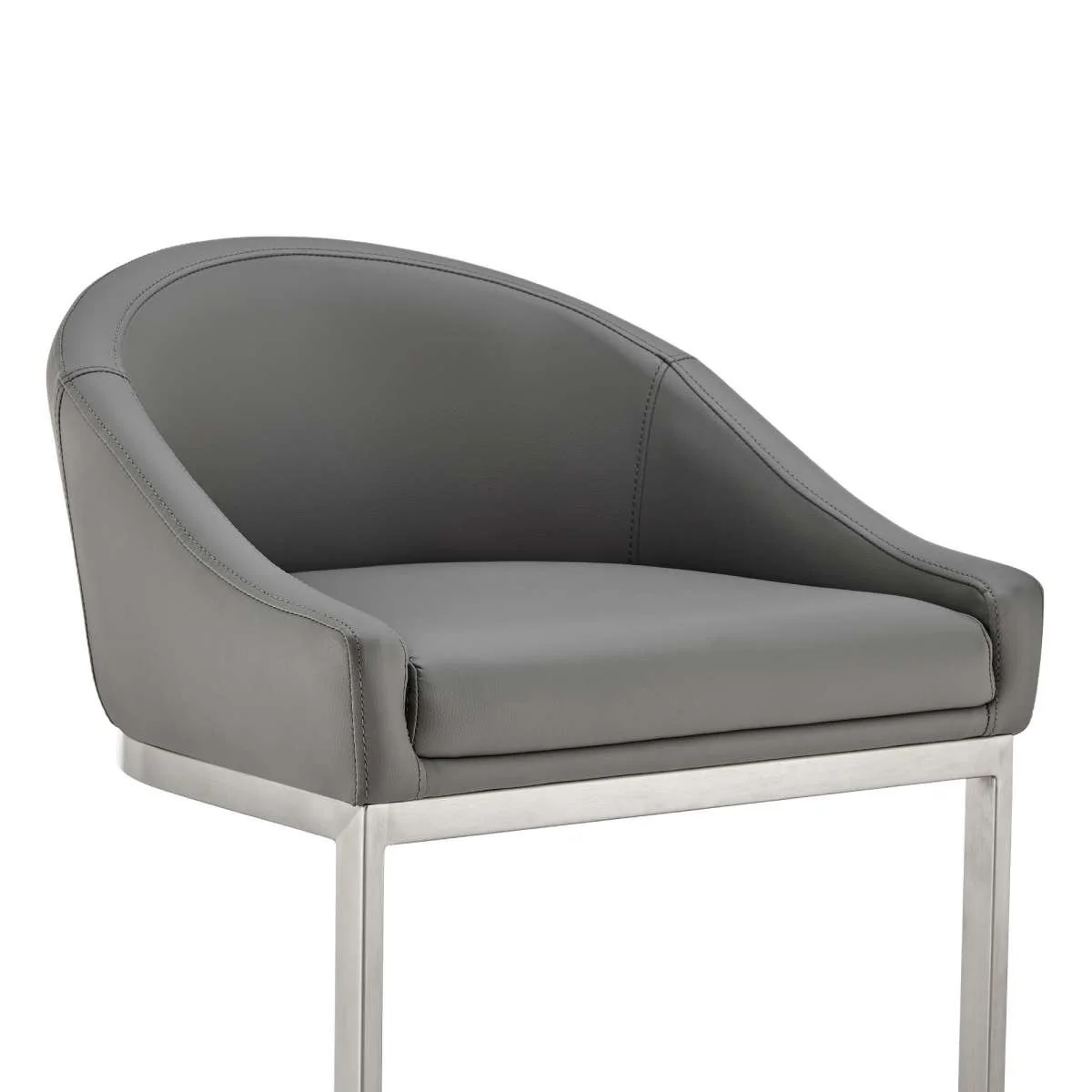 Katherine 26" Counter Stool in Brushed Stainless Steel with White Faux Leather By Armen Living - Image 13