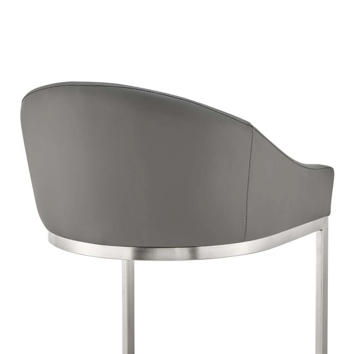 Katherine 26" Counter Stool in Brushed Stainless Steel with White Faux Leather By Armen Living - Image 16