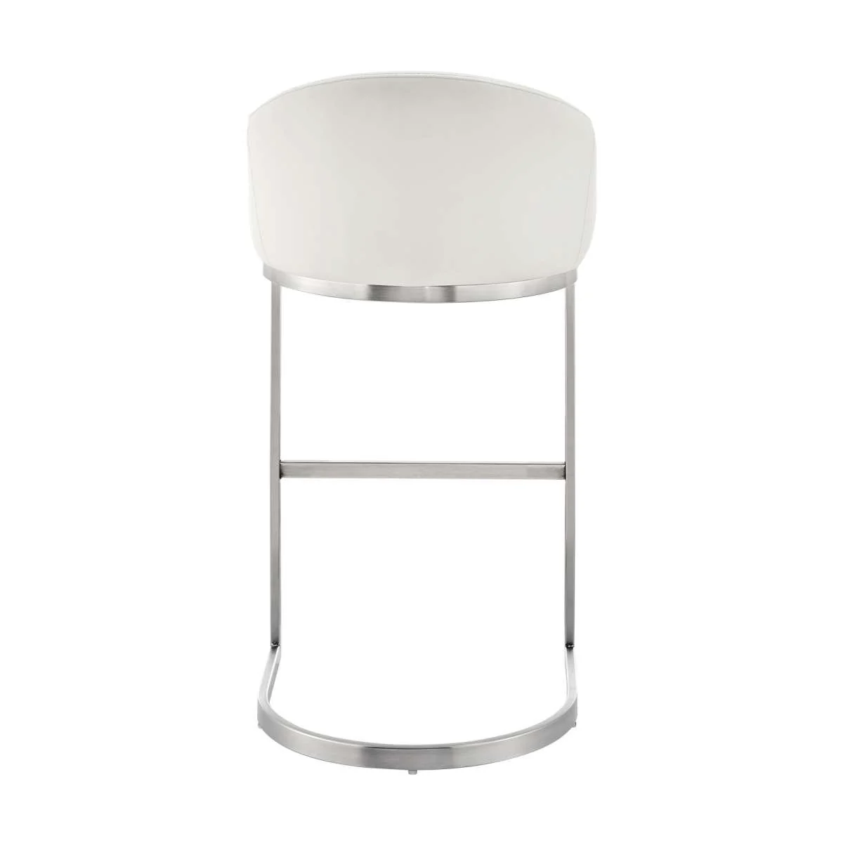 Katherine 26" Counter Stool in Brushed Stainless Steel with White Faux Leather By Armen Living - Image 4