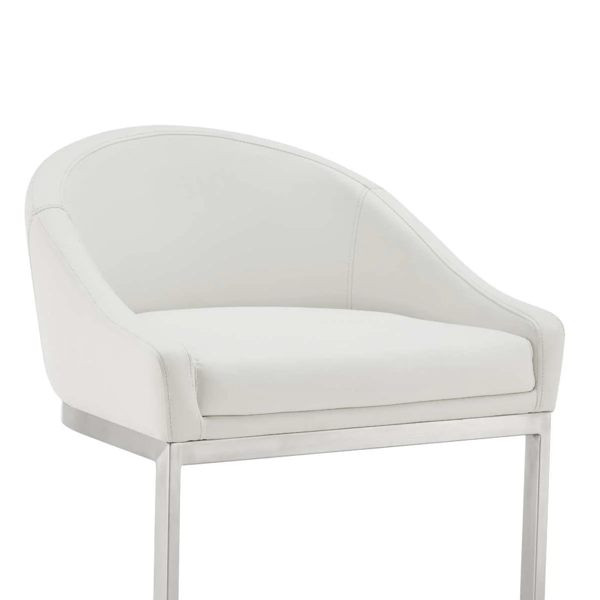 Katherine 26" Counter Stool in Brushed Stainless Steel with White Faux Leather By Armen Living - Image 5