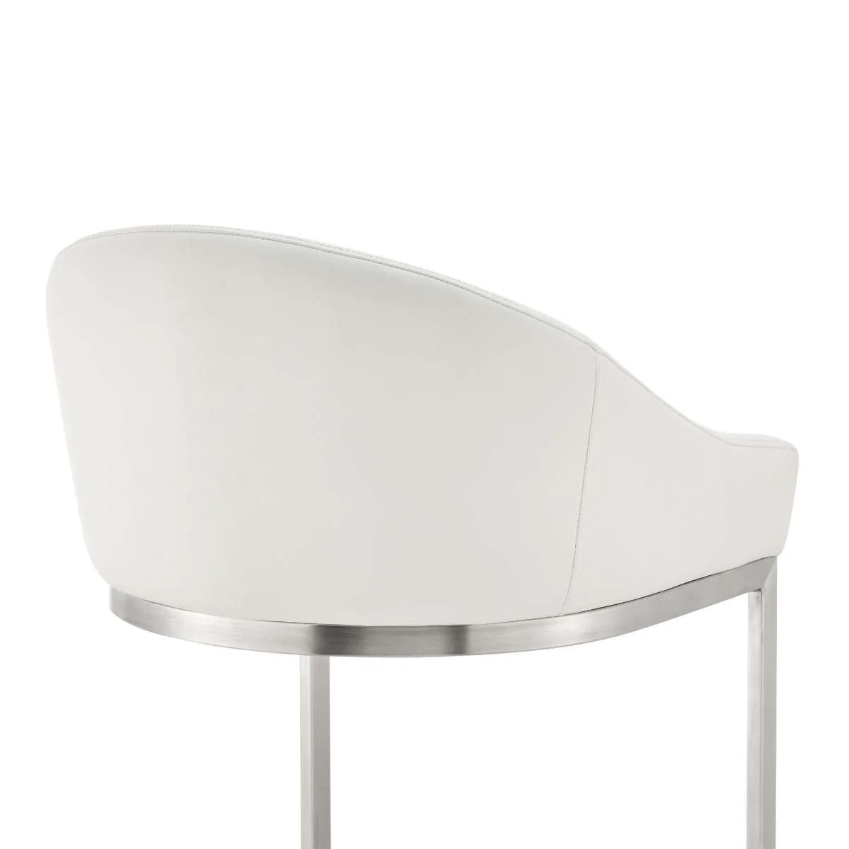 Katherine 26" Counter Stool in Brushed Stainless Steel with White Faux Leather By Armen Living - Image 8