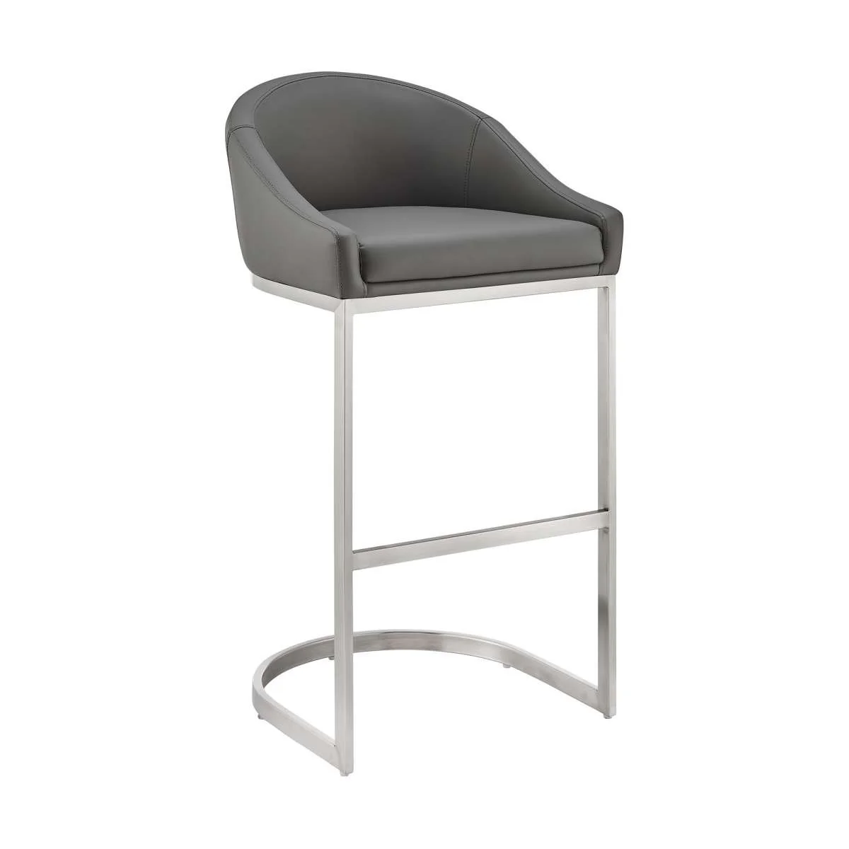 Katherine 30" Bar Stool in Brushed Stainless Steel with White Faux Leather By Armen Living - Image 10