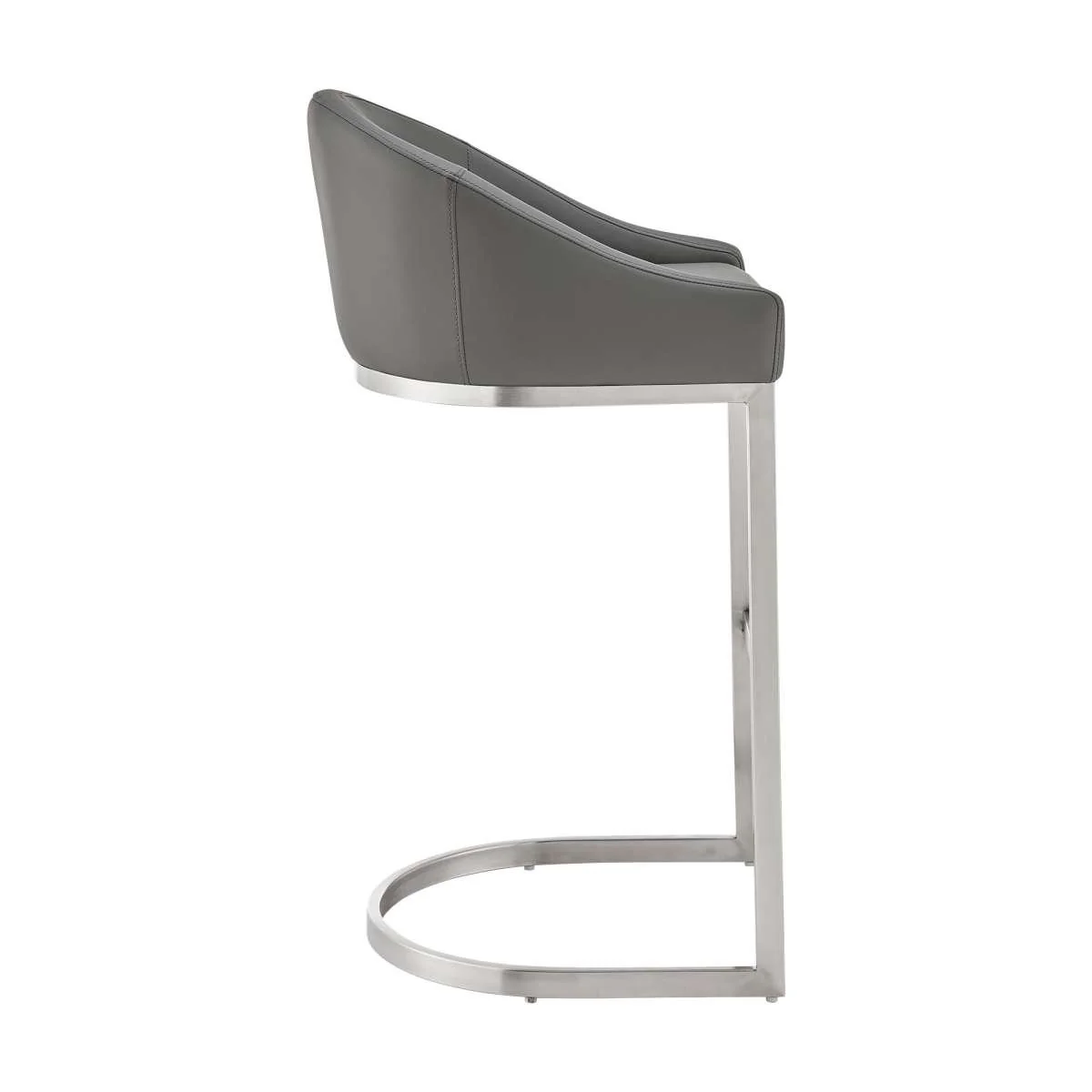 Katherine 30" Bar Stool in Brushed Stainless Steel with White Faux Leather By Armen Living - Image 11