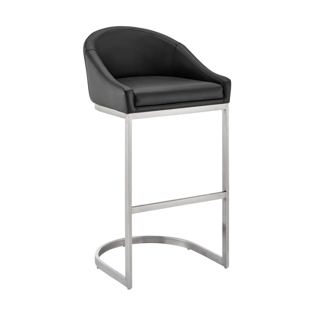 Katherine 30" Bar Stool in Brushed Stainless Steel with White Faux Leather By Armen Living - Image 18