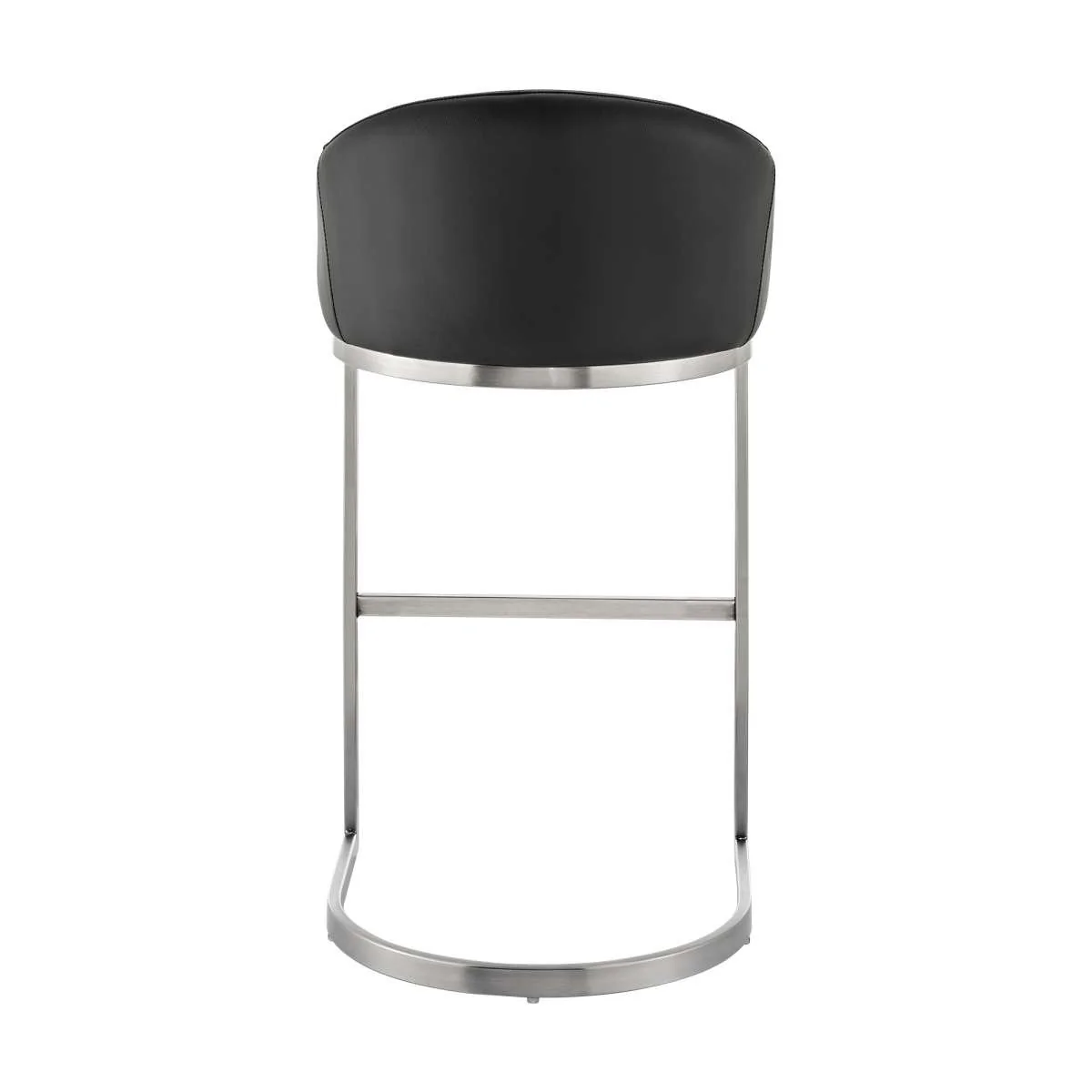 Katherine 30" Bar Stool in Brushed Stainless Steel with White Faux Leather By Armen Living - Image 20