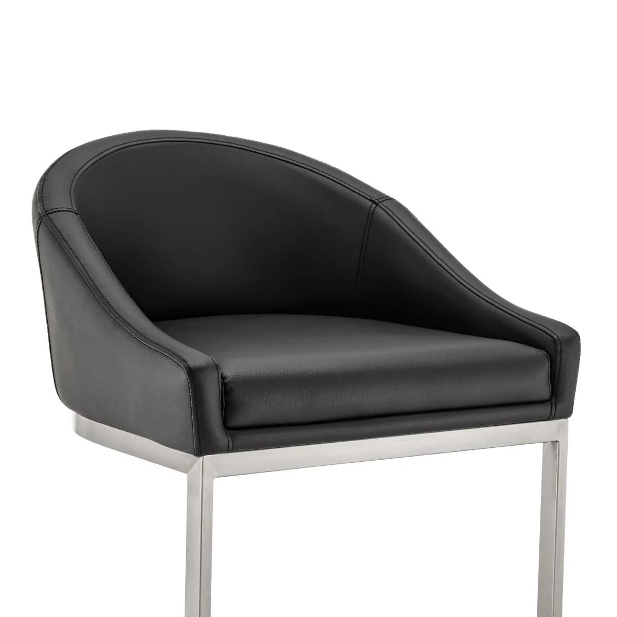 Katherine 30" Bar Stool in Brushed Stainless Steel with White Faux Leather By Armen Living - Image 21