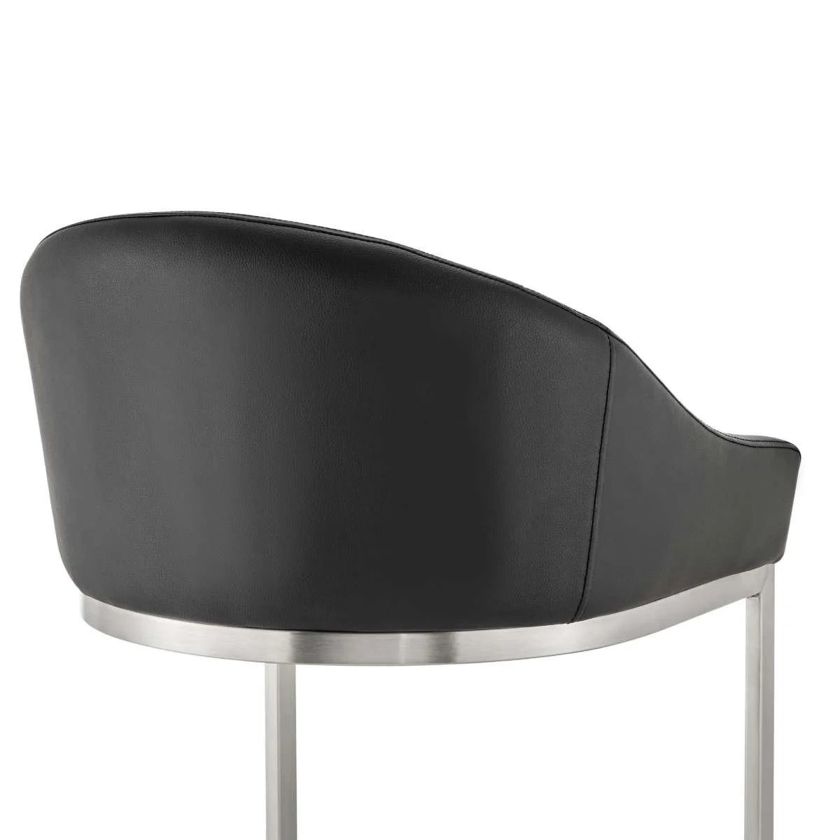 Katherine 30" Bar Stool in Brushed Stainless Steel with White Faux Leather By Armen Living - Image 24
