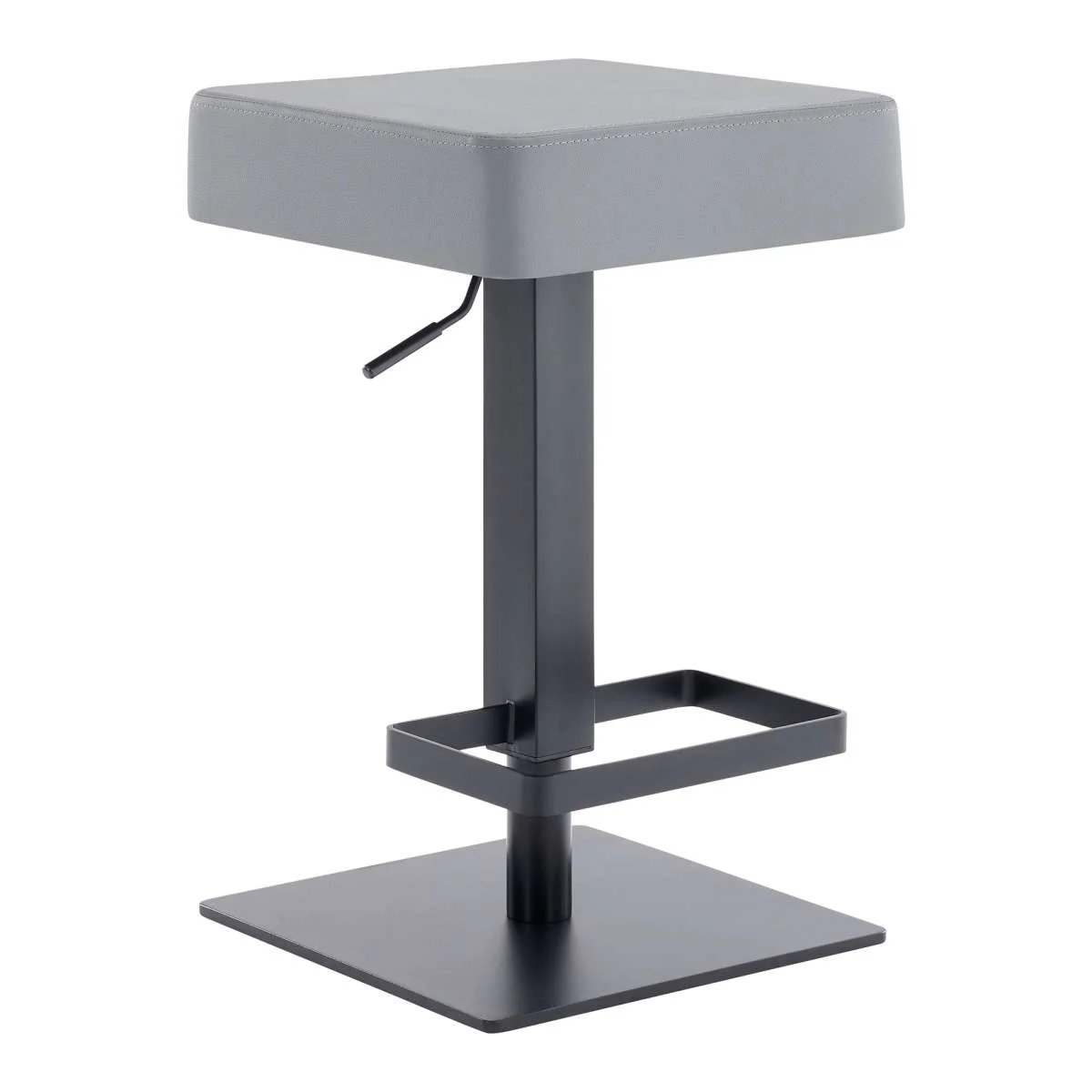 Kaylee Adjustable Height Swivel Grey Faux Leather and Black Metal Backless Bar Stool By Armen Living - Image 2