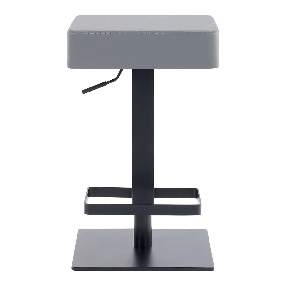 Kaylee Adjustable Height Swivel Grey Faux Leather and Black Metal Backless Bar Stool By Armen Living - Image 3