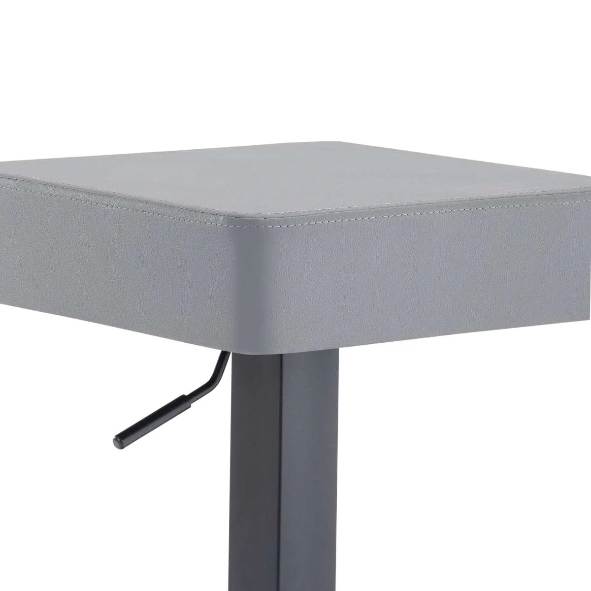 Kaylee Adjustable Height Swivel Grey Faux Leather and Black Metal Backless Bar Stool By Armen Living - Image 4