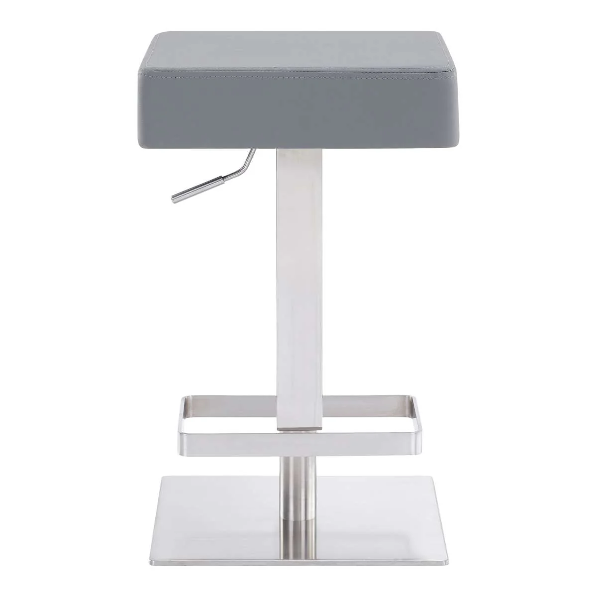 Kaylee Adjustable Height Swivel Grey Faux Leather and Brushed Stainless Steel Backless Bar Stool By Armen Living - Image 3