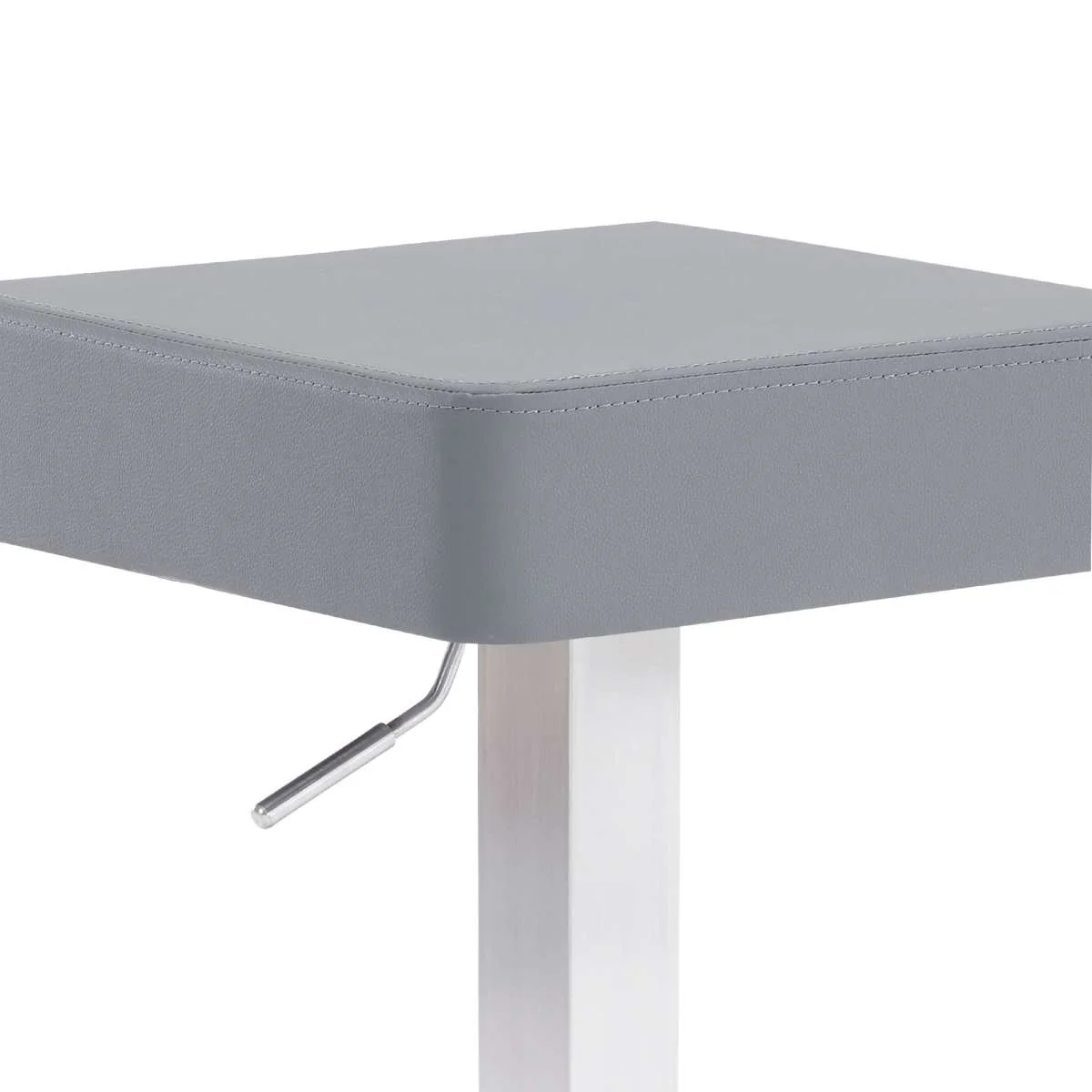 Kaylee Adjustable Height Swivel Grey Faux Leather and Brushed Stainless Steel Backless Bar Stool By Armen Living - Image 4