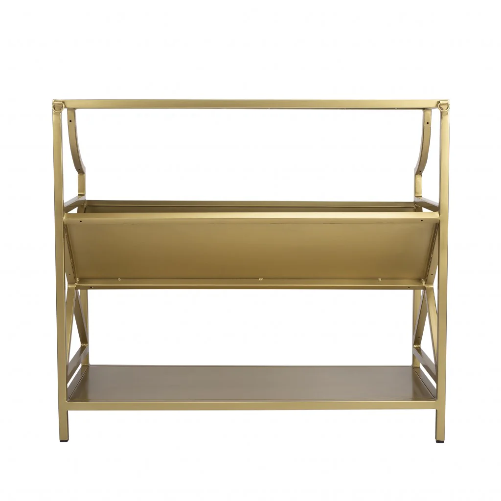 Keats Antique Gold Library Bookcase By Homeroots - Image 7