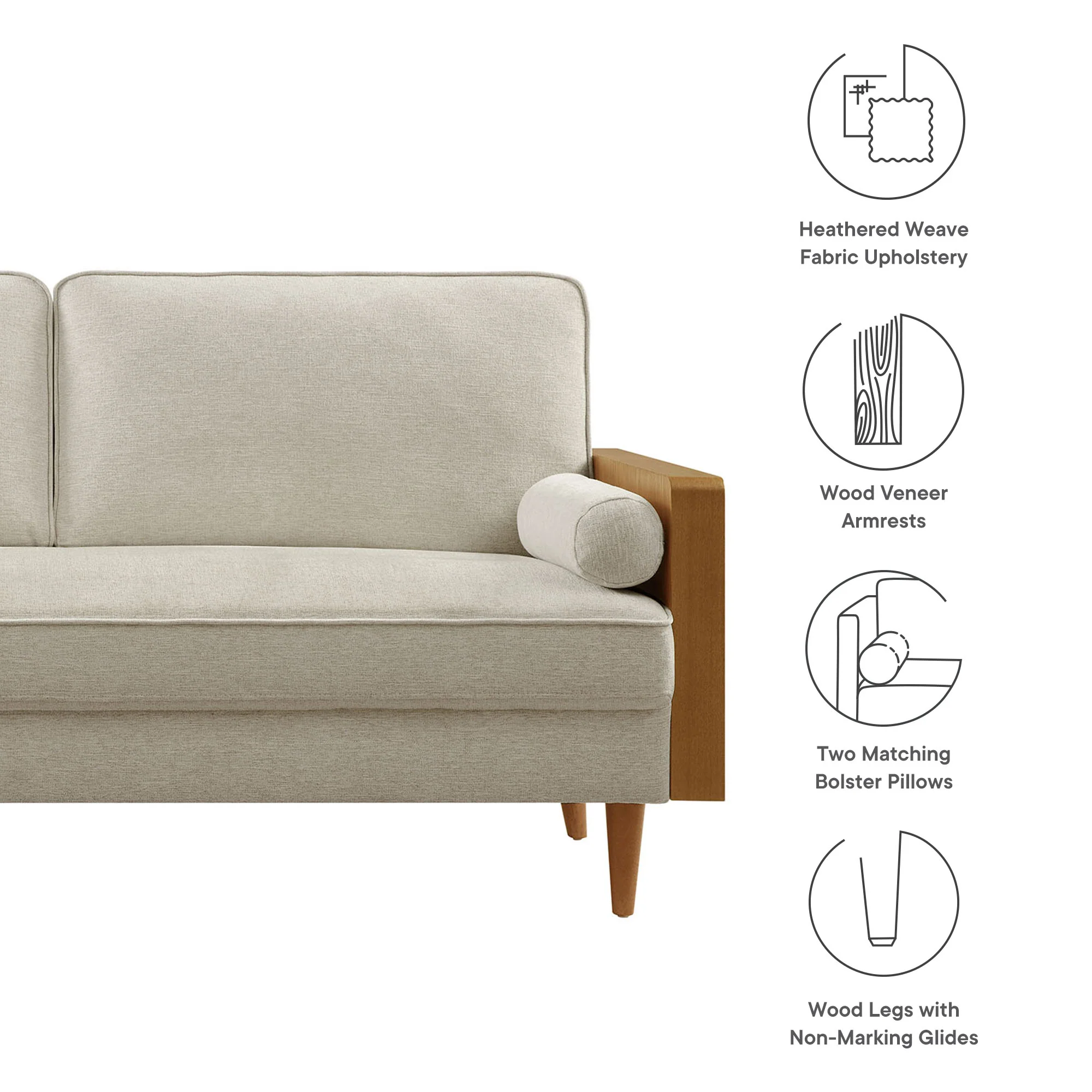 Kellan Heathered Fabric Upholstered Sofa by Modway - Image 17