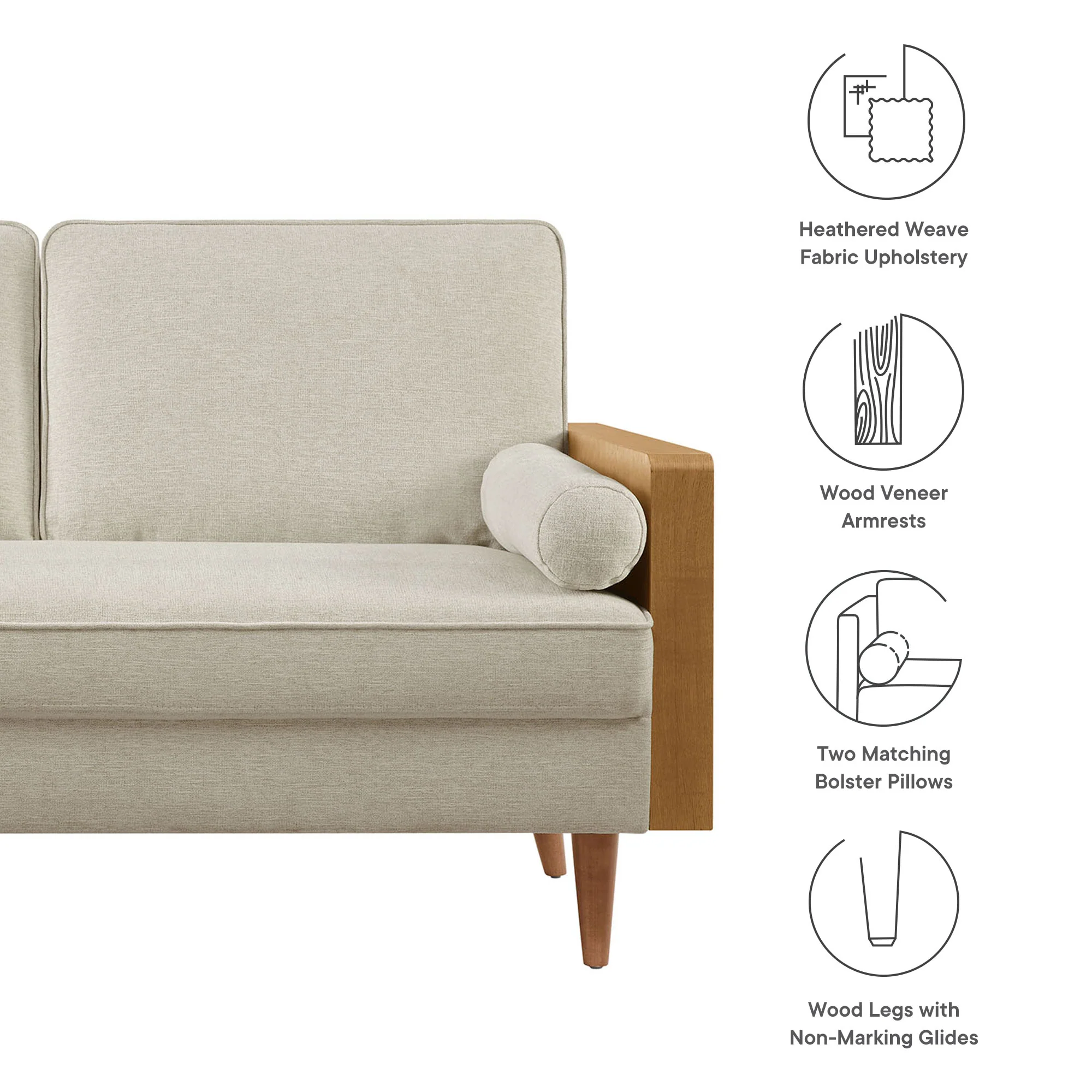 Kellan Heathered Weave Fabric Loveseat by Modway - Image 17
