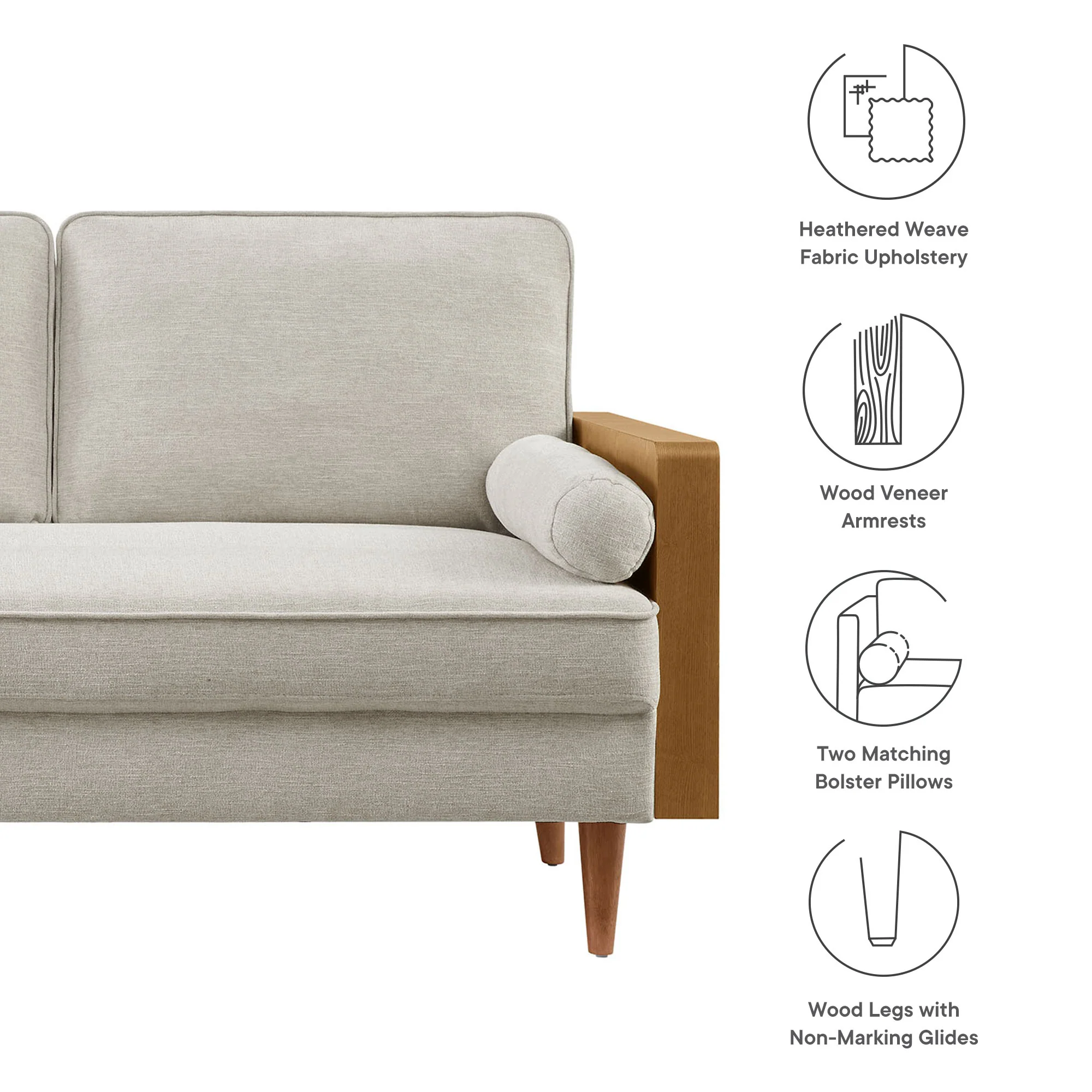 Kellan Heathered Weave Fabric Loveseat by Modway - Image 8