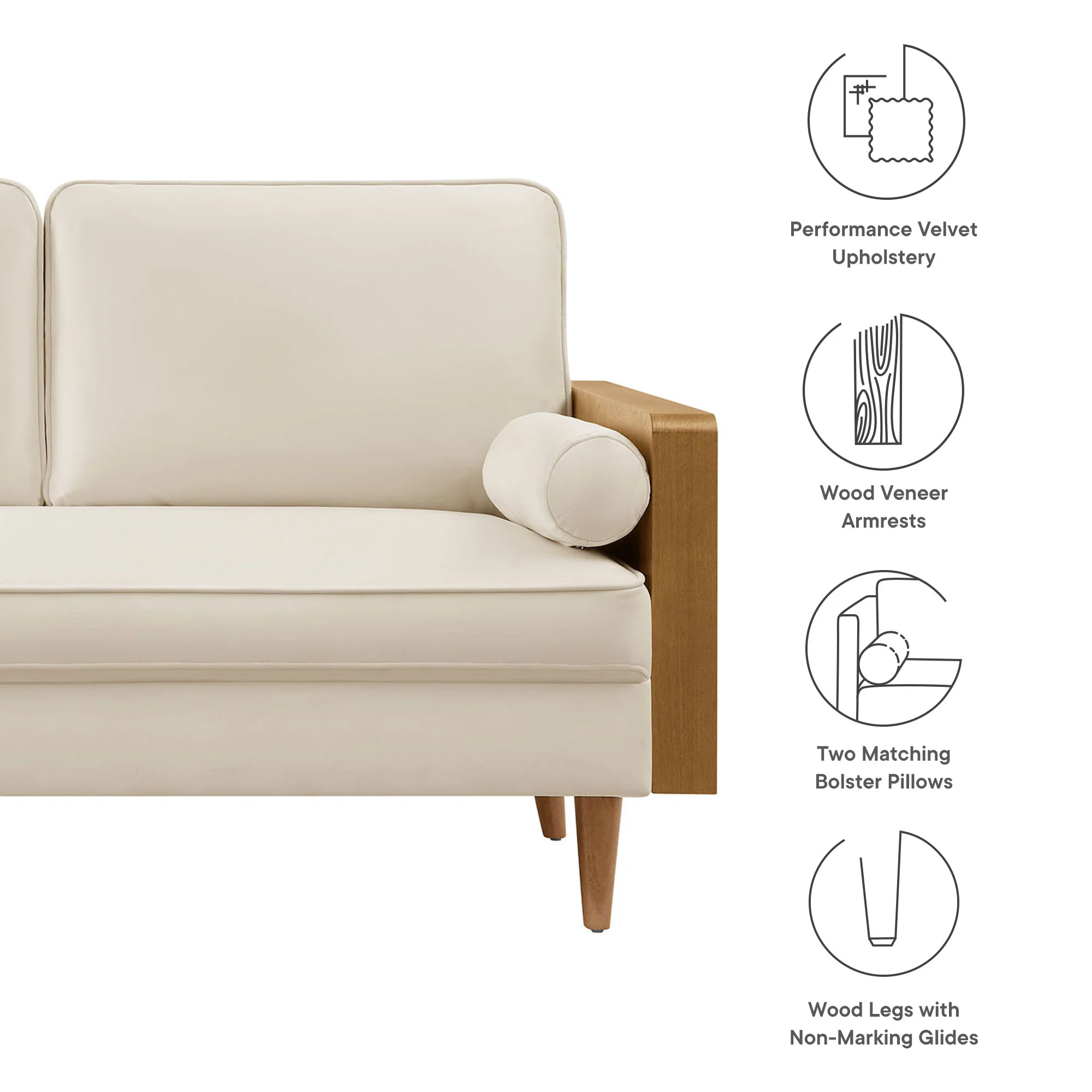 Kellan Performance Velvet Loveseat by Modway - Image 8