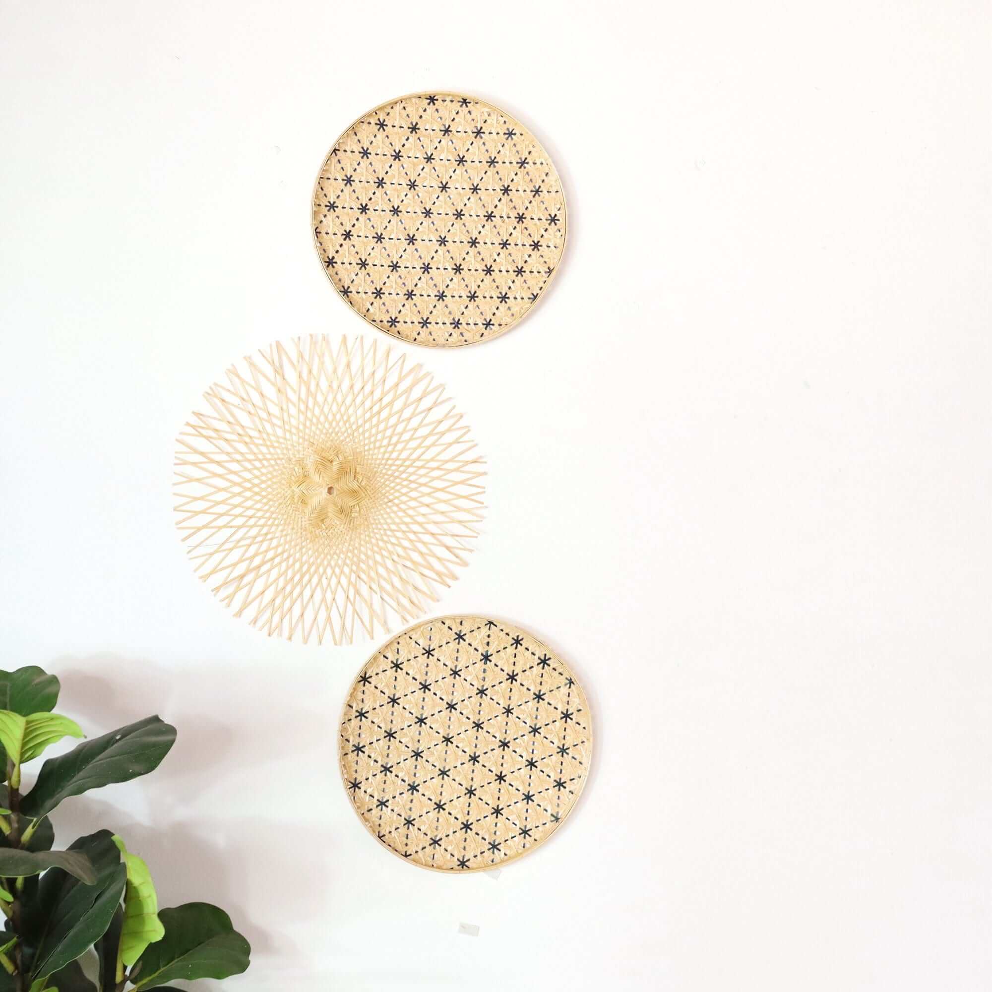 Kem Ma Pat- Bamboo Woven Wall Hangings (Set Of 3) By Thaihome - Image 3