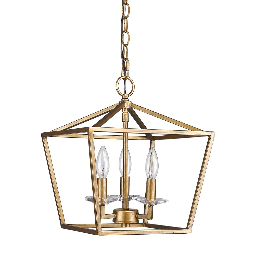 Kennedy 3-Light Antique Gold Pendant With Crystal Bobeches By Homeroots - Image 2