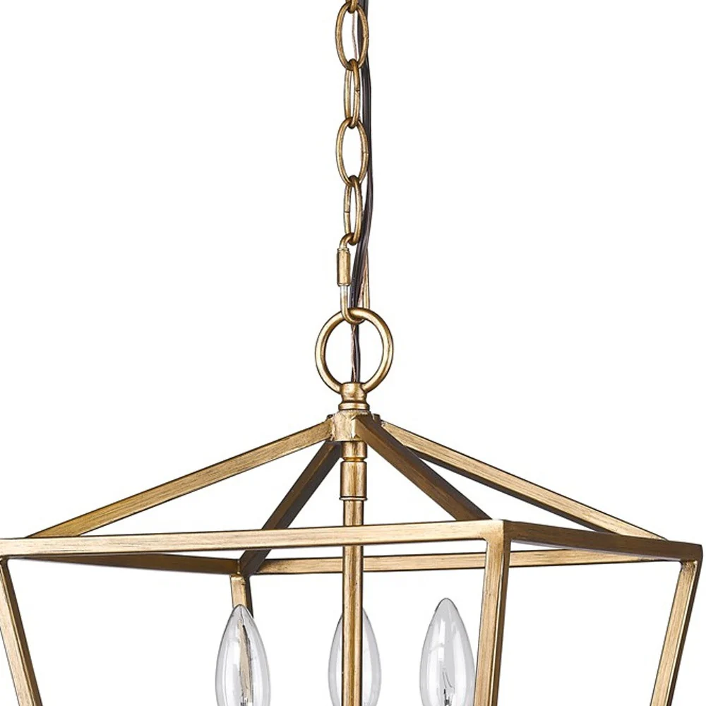 Kennedy 3-Light Antique Gold Pendant With Crystal Bobeches By Homeroots - Image 3