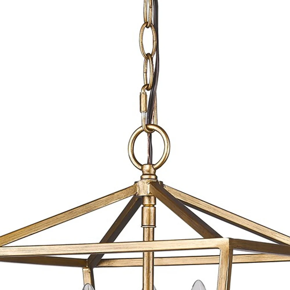 Kennedy 3-Light Antique Gold Pendant With Crystal Bobeches By Homeroots - Image 4