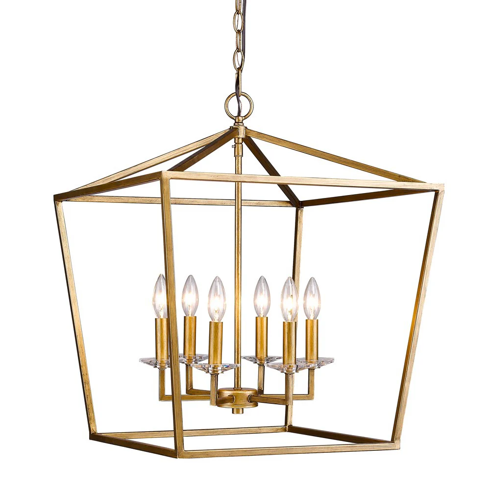 Kennedy 6-Light Antique Gold Foyer Pendant With Crystal Bobeches By Homeroots - Image 2