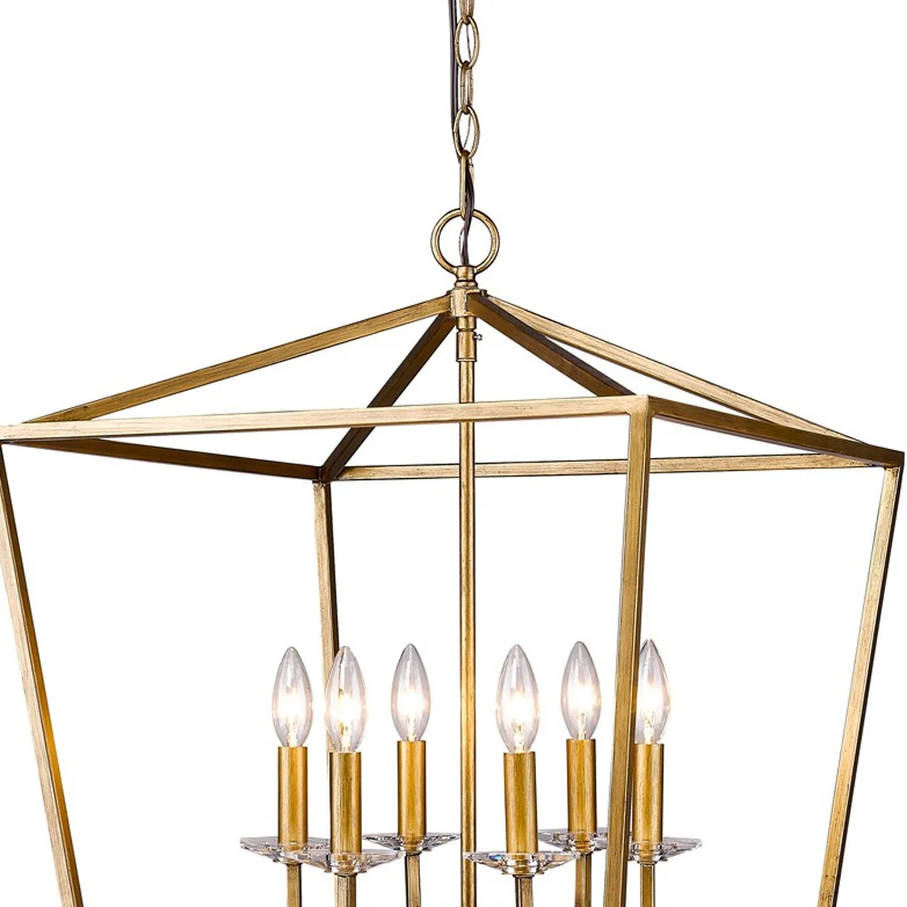 Kennedy 6-Light Antique Gold Foyer Pendant With Crystal Bobeches By Homeroots - Image 3