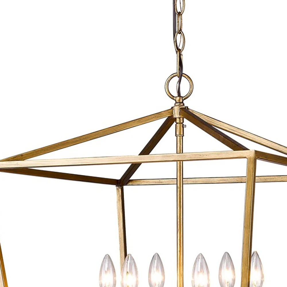 Kennedy 6-Light Antique Gold Foyer Pendant With Crystal Bobeches By Homeroots - Image 4