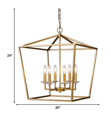 Kennedy 6-Light Antique Gold Foyer Pendant With Crystal Bobeches By Homeroots - Image 5