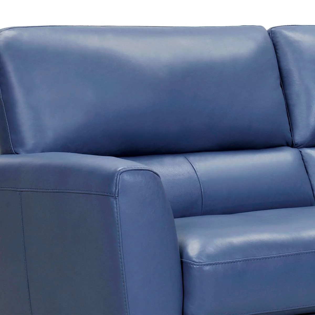 Kester 81" Square Arm Blue Genuine Leather Sofa By Armen Living - Image 5
