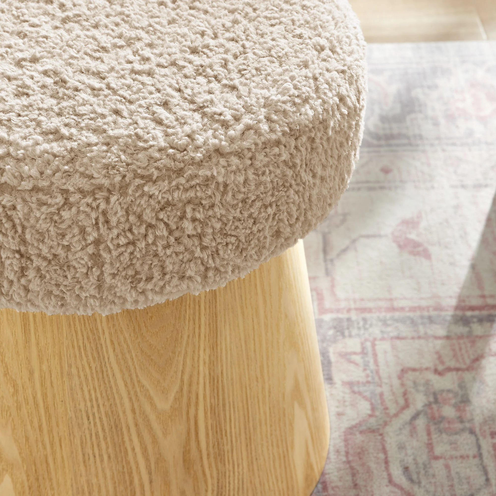 Ketra Round Faux Shearling Ottoman Footstool by Modway - Image 10