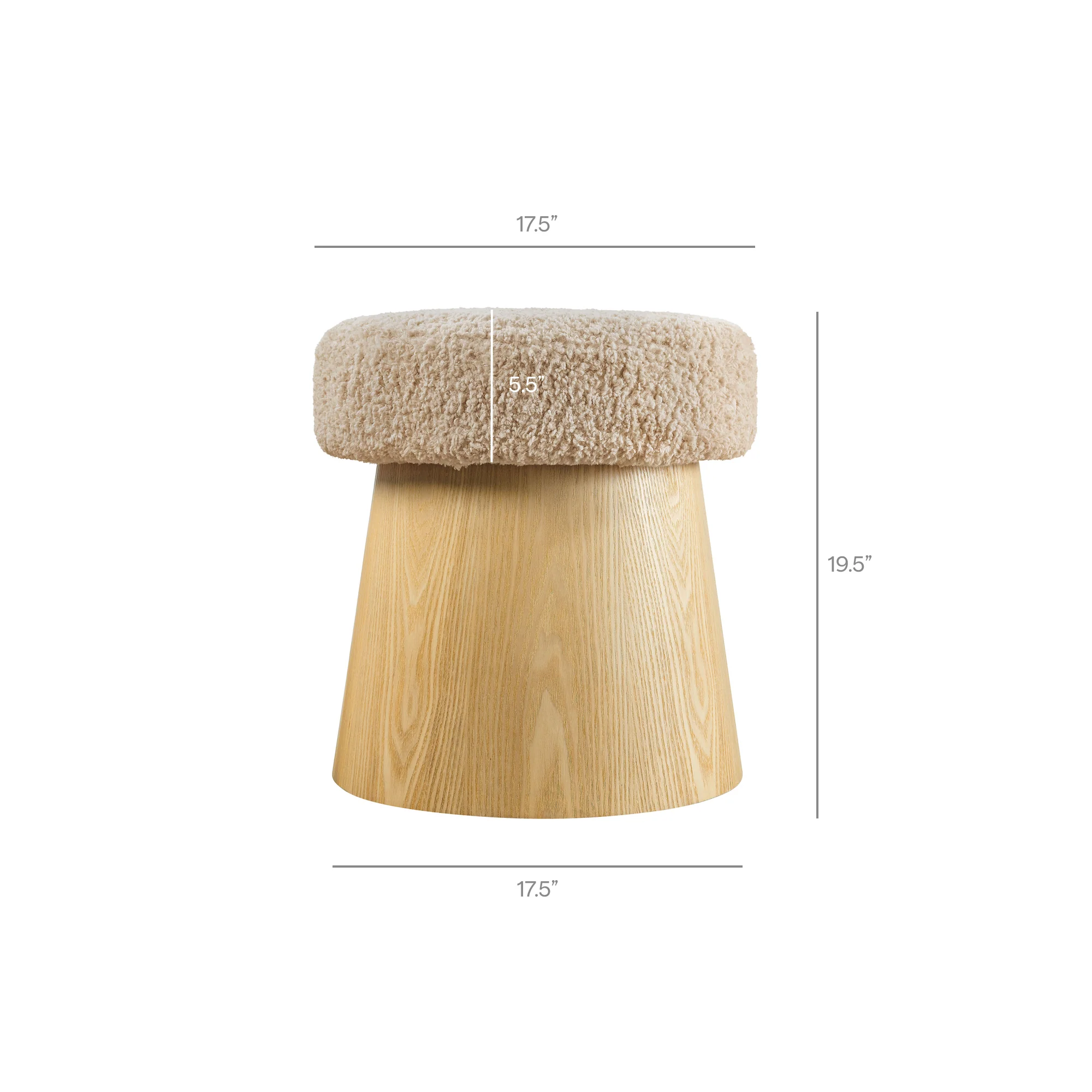 Ketra Round Faux Shearling Ottoman Footstool by Modway - Image 13