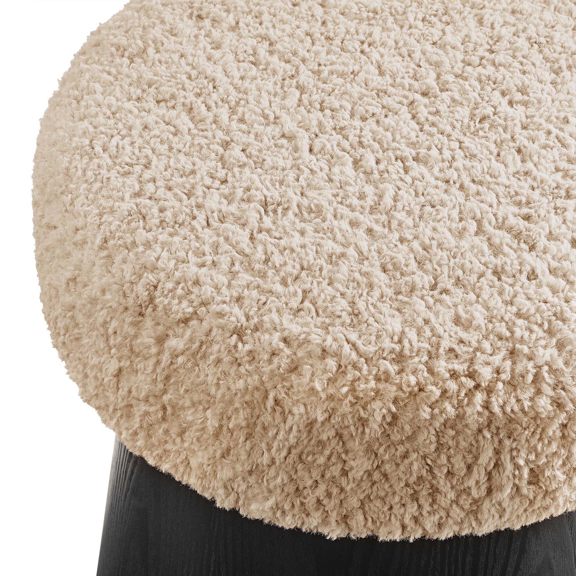 Ketra Round Faux Shearling Ottoman Footstool by Modway - Image 2