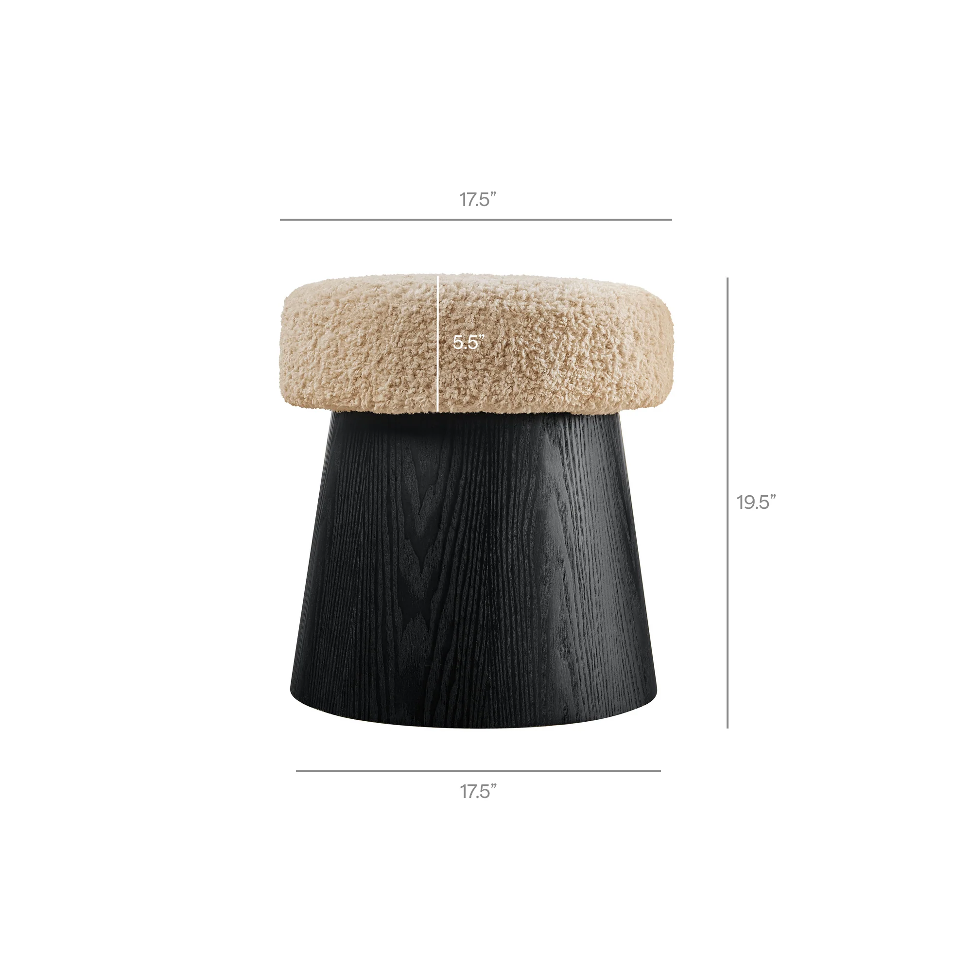 Ketra Round Faux Shearling Ottoman Footstool by Modway - Image 6