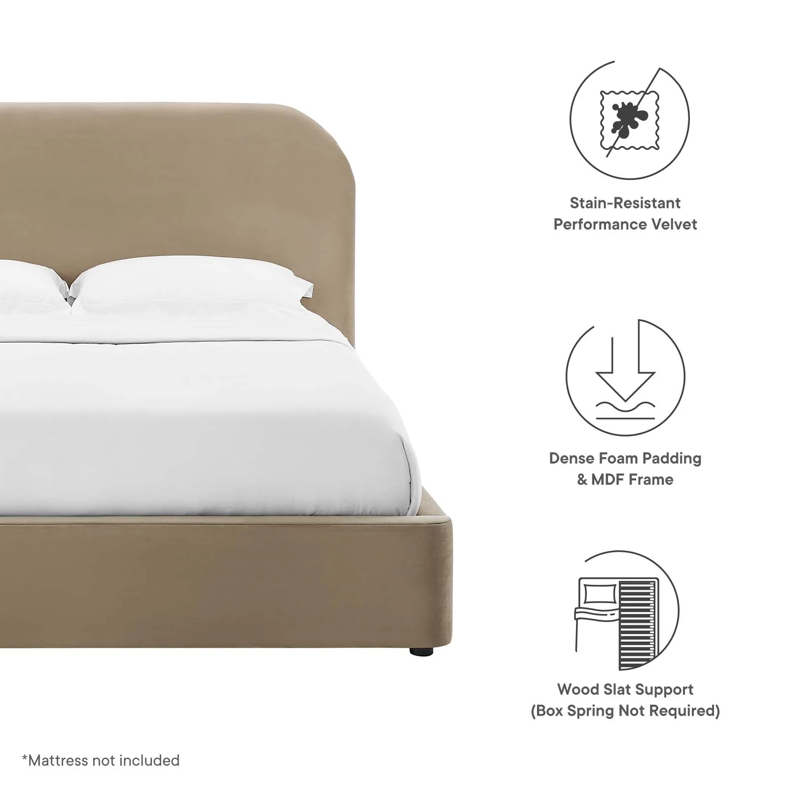 Keynote Performance Velvet Curved King Platform Bed By Modway - MOD-7143 - Image 15