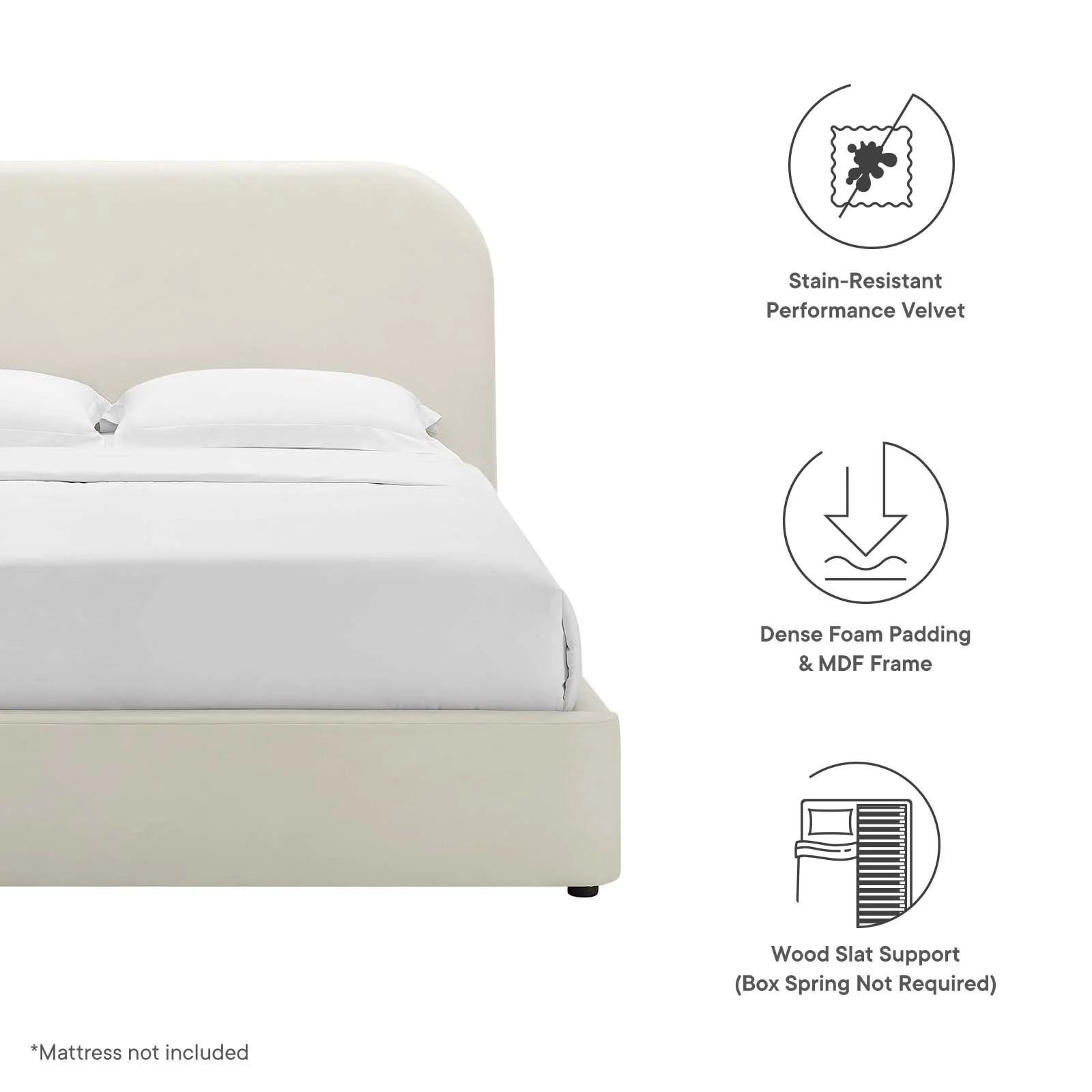 Keynote Performance Velvet Curved Queen Platform Bed By Modway - MOD-7141 - Image 7
