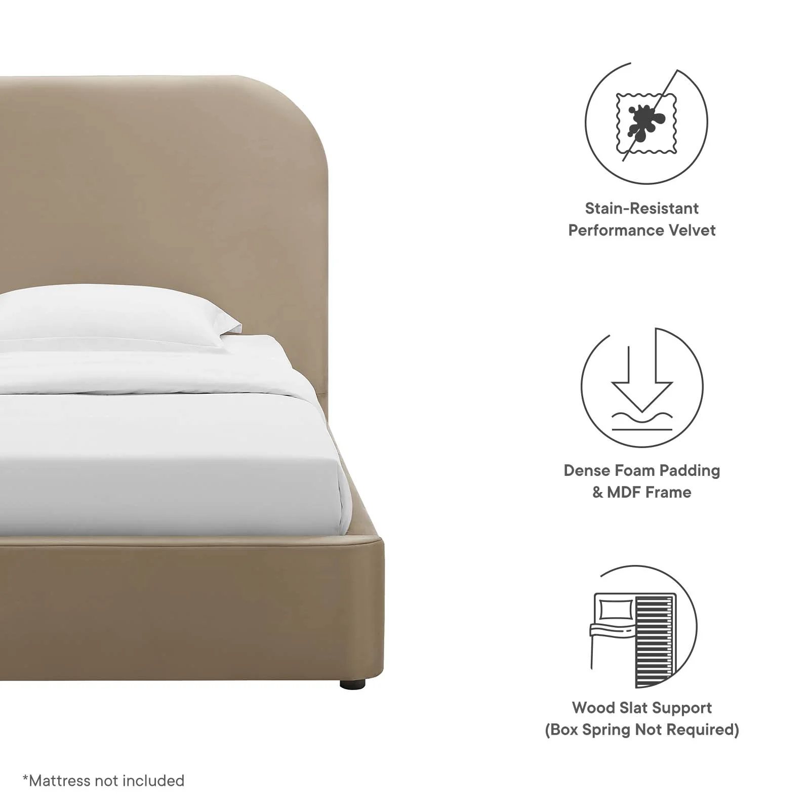 Keynote Performance Velvet Curved Twin Platform Bed By Modway - MOD-7137 - Image 15