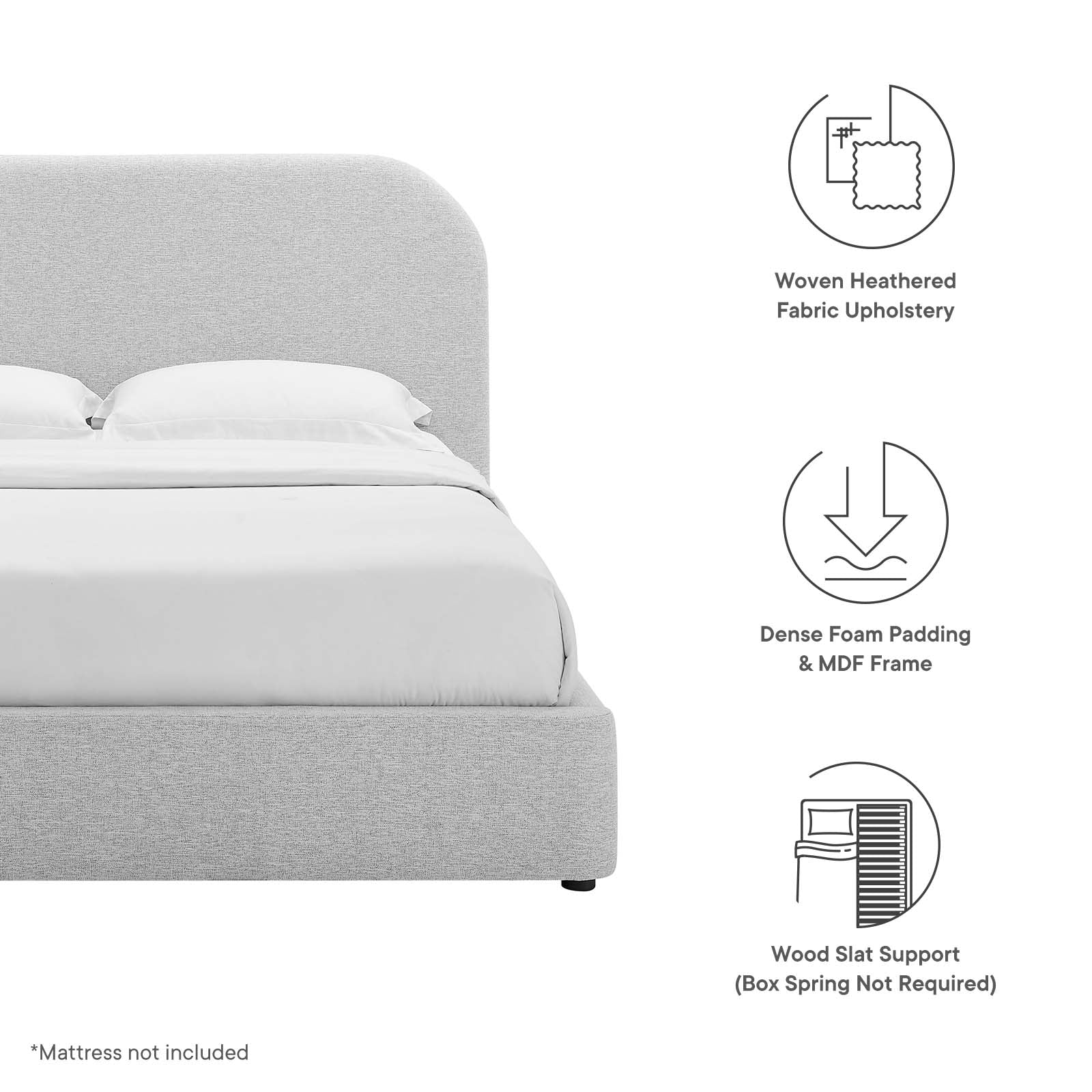 Keynote Upholstered Fabric Curved Full Platform Bed By Modway - MOD-7138 - Image 15