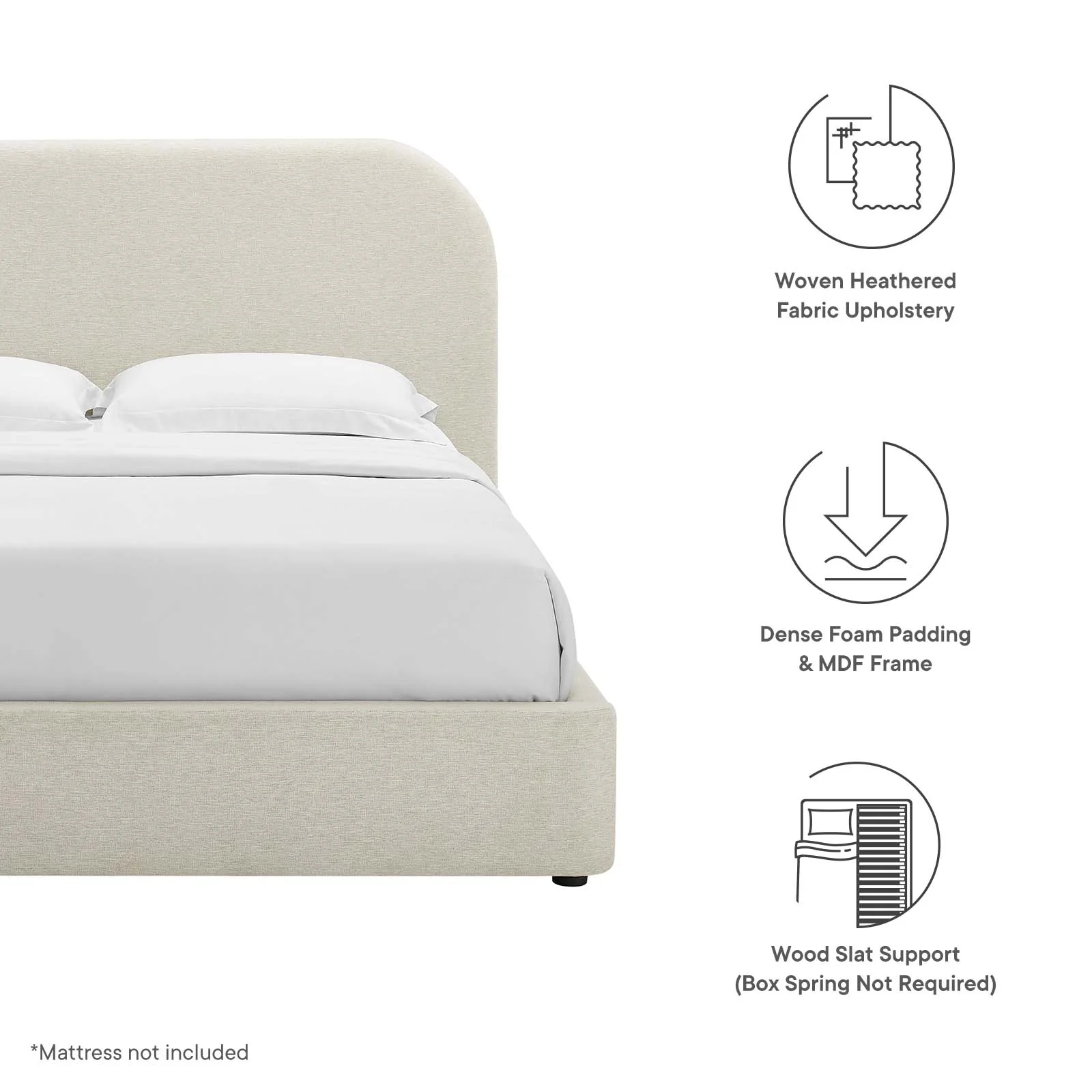 Keynote Upholstered Fabric Curved Full Platform Bed By Modway - MOD-7138 - Image 7