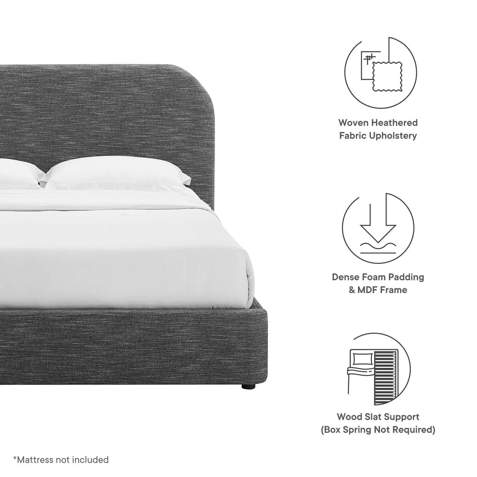 Keynote Upholstered Fabric Curved Queen Platform Bed By Modway - MOD-7140 - Image 23