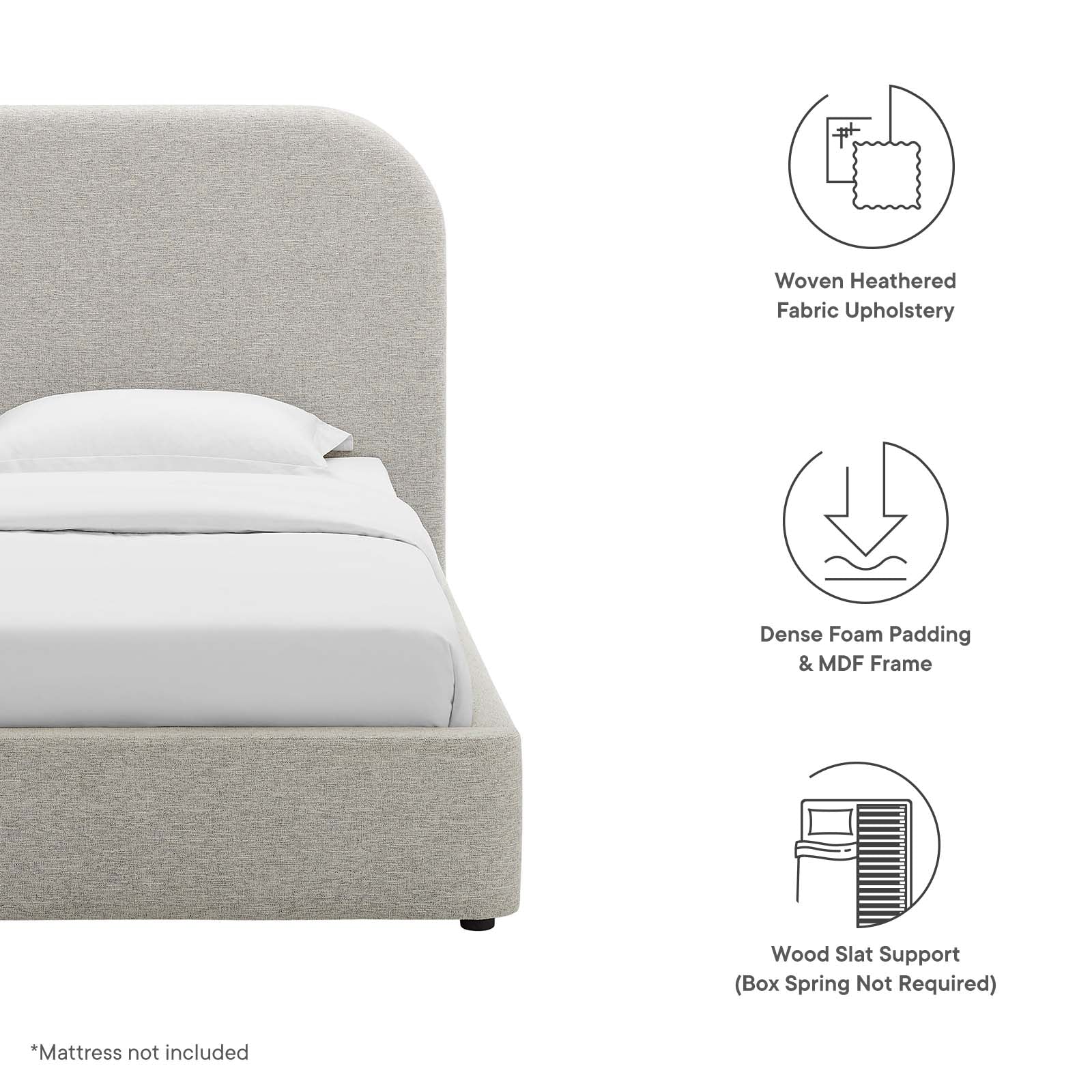 Keynote Upholstered Fabric Curved Twin Platform Bed By Modway - MOD-7136 - Image 15