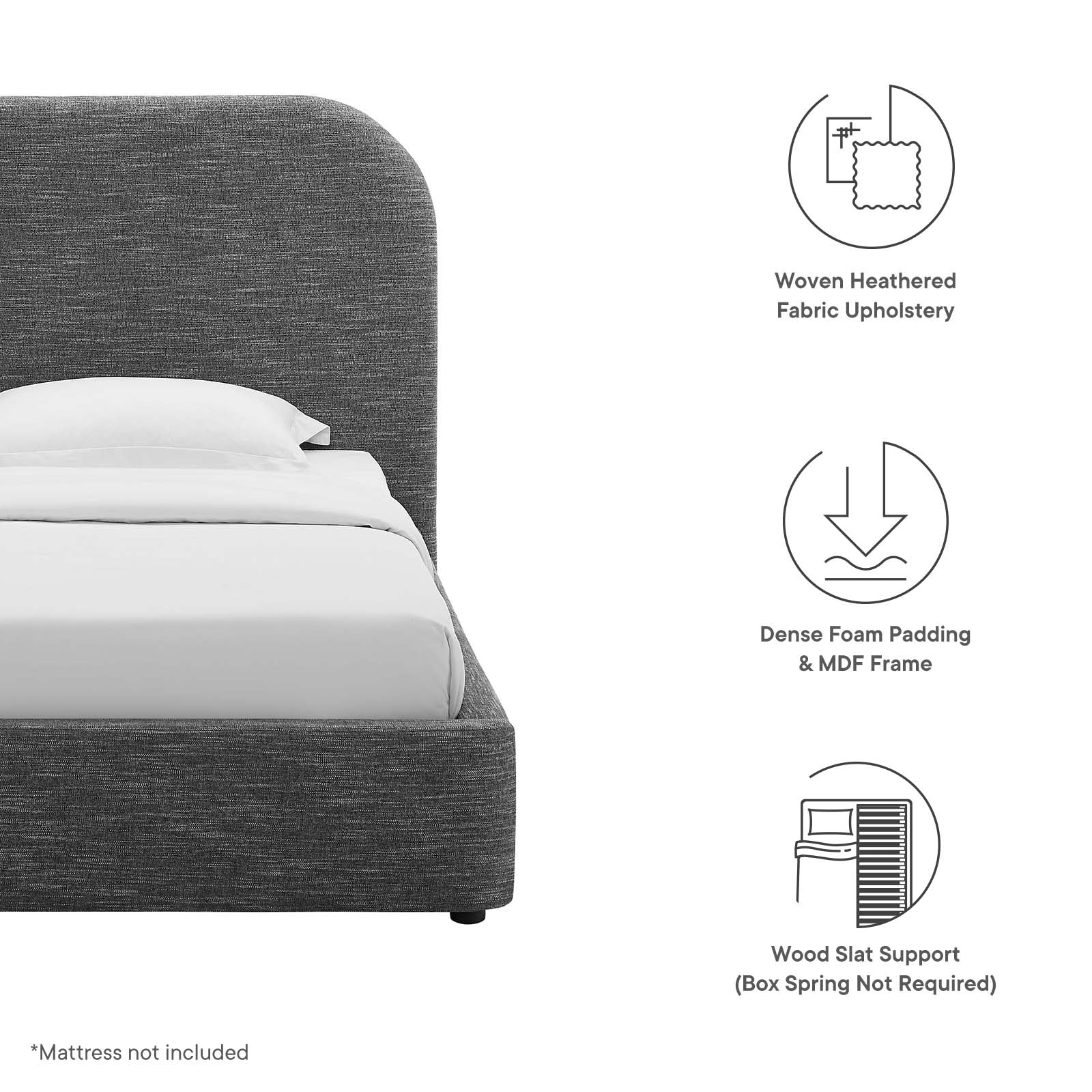 Keynote Upholstered Fabric Curved Twin Platform Bed By Modway - MOD-7136 - Image 23