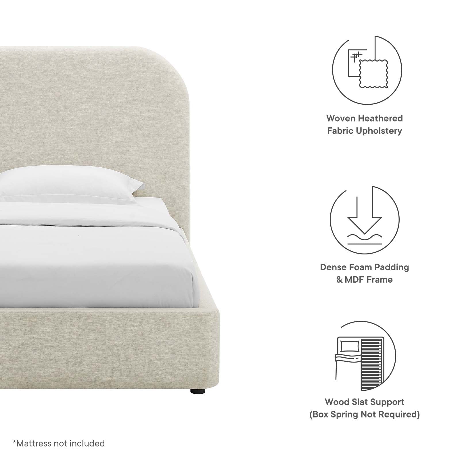 Keynote Upholstered Fabric Curved Twin Platform Bed By Modway - MOD-7136 - Image 7