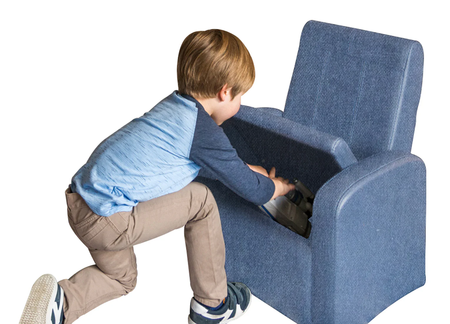 Kids Blue Comfy Upholstered Recliner Chair with Storage By Homeroots - Image 3